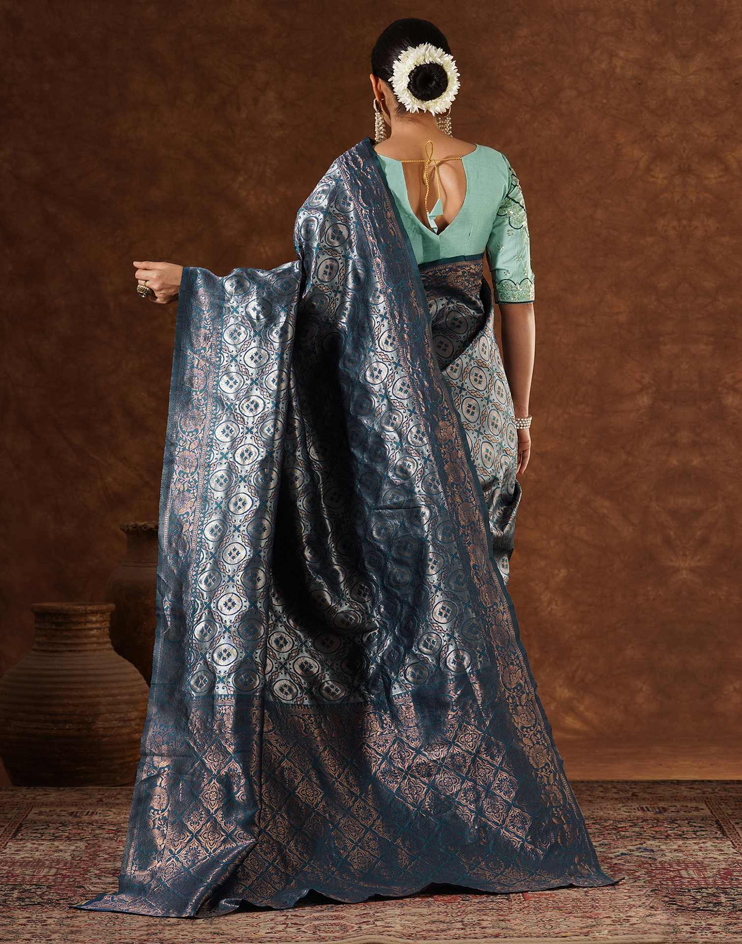 Blue Silk Woven Saree