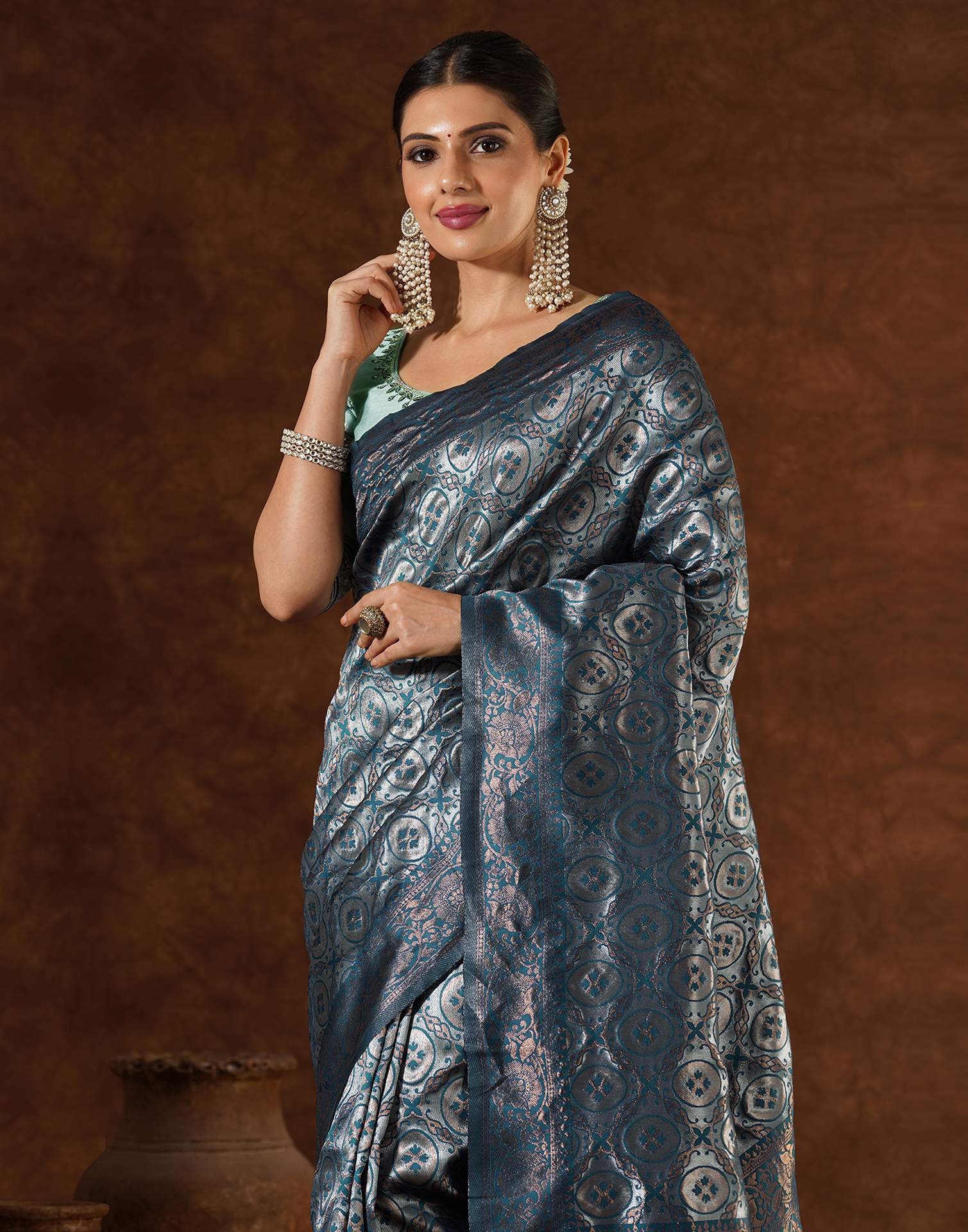 Blue Silk Woven Saree