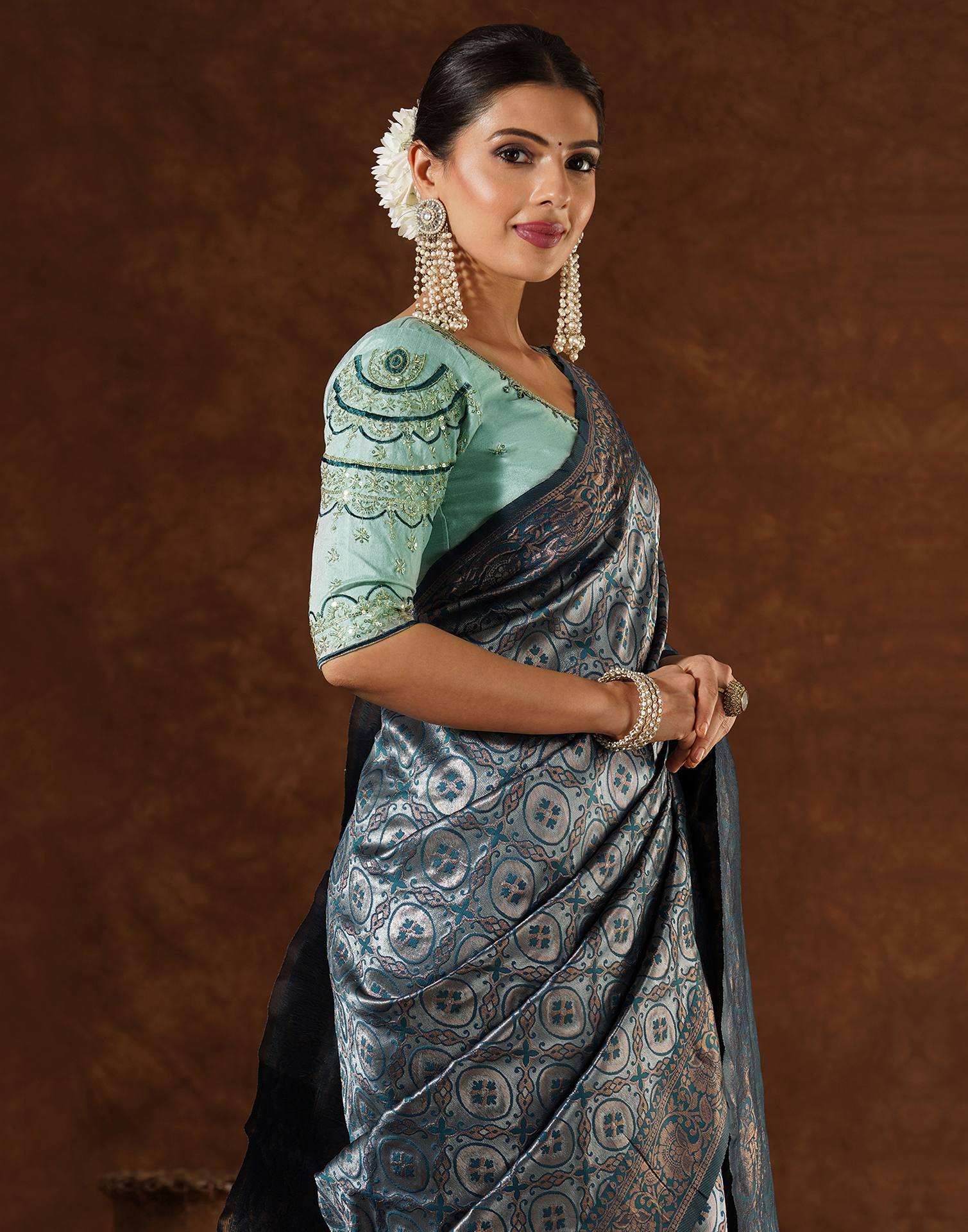 Blue Silk Woven Saree