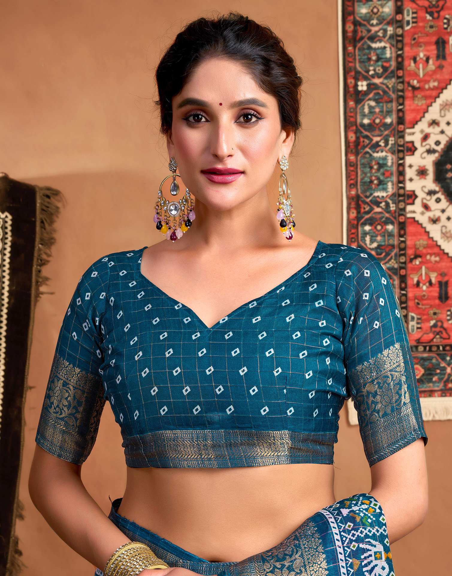 Rani Pink Silk Printed Bandhani Saree