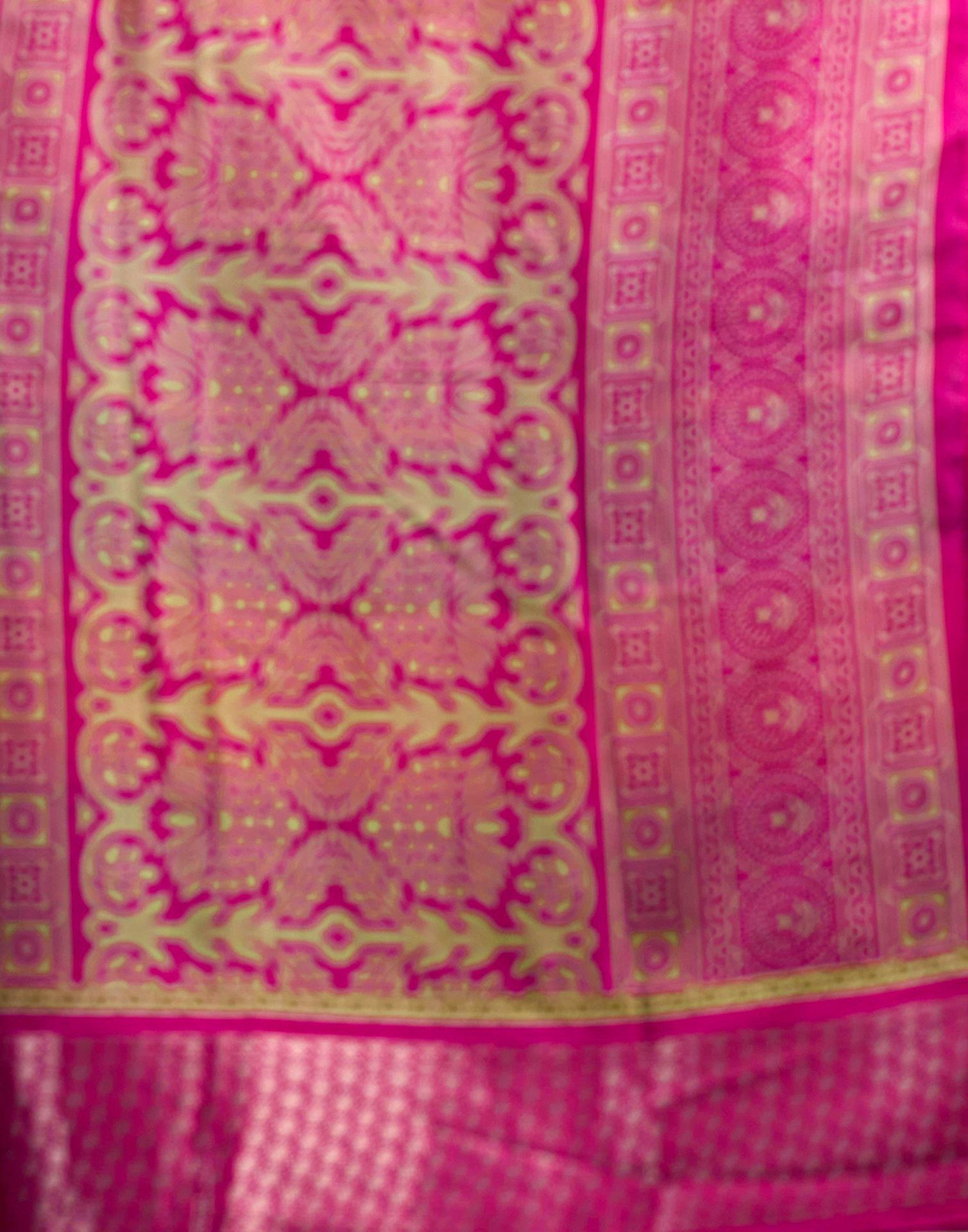 Rani Pink Silk Printed Bandhani Saree