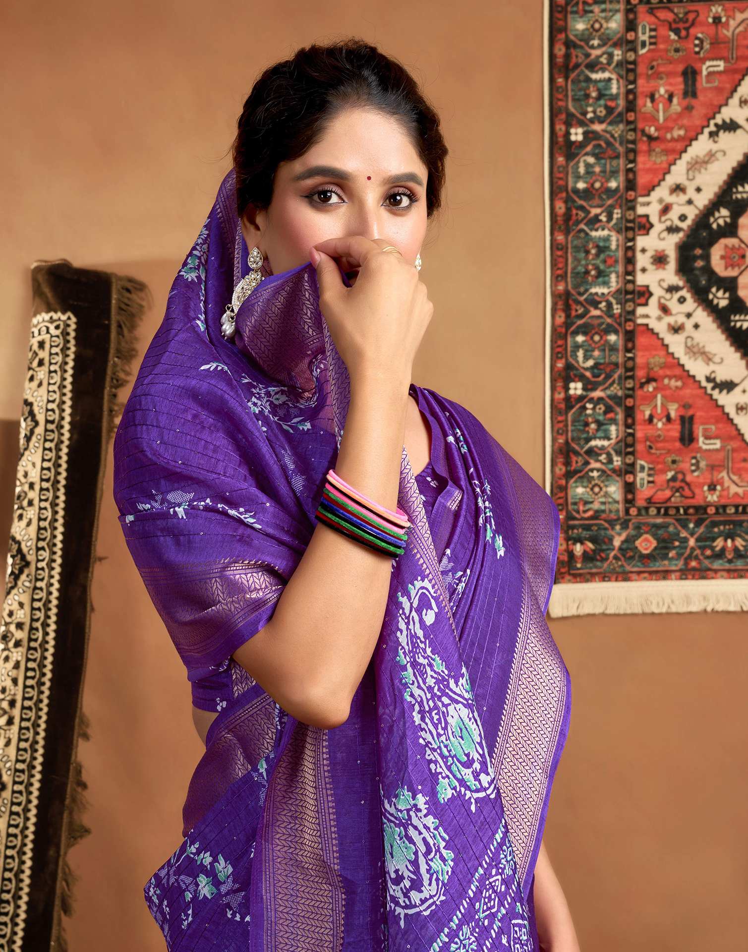 Violet Silk Printed Saree