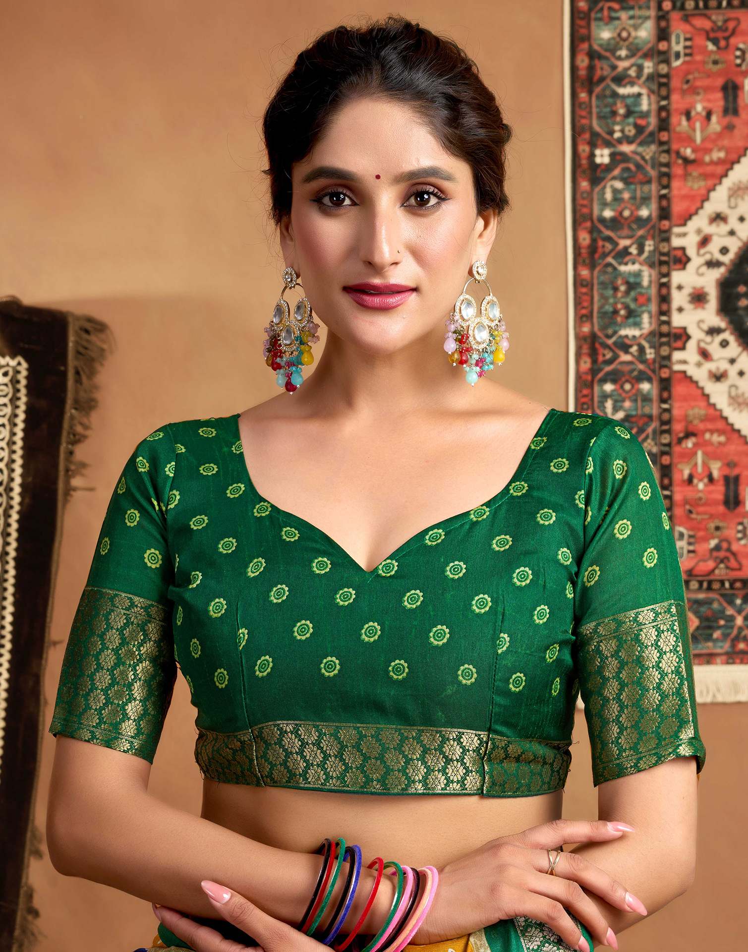 Multicoloured Silk Bandhani Printed Saree