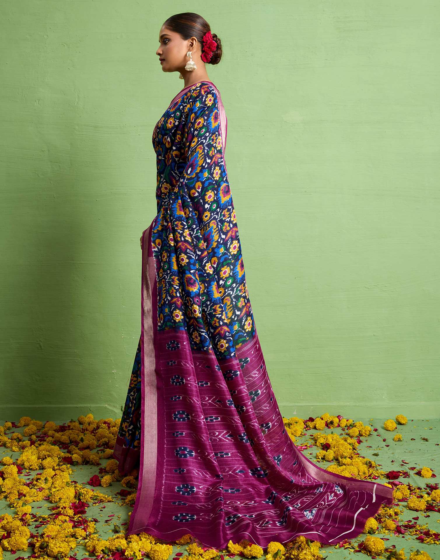 Multicoloured Silk Zari Printed Saree