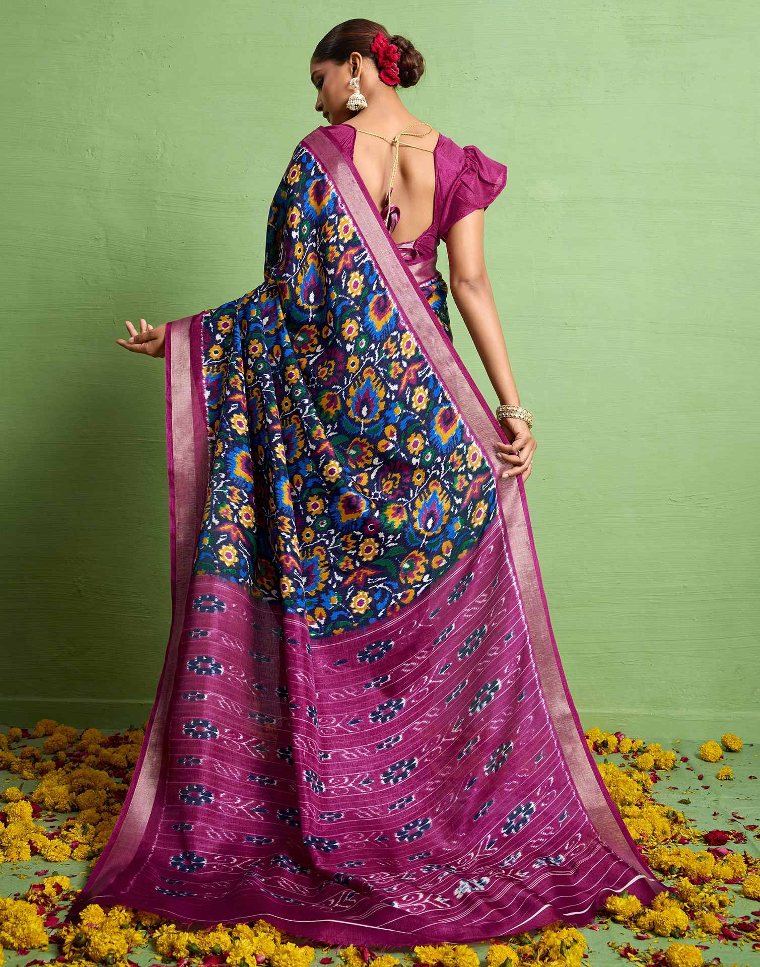 Multicoloured Silk Zari Printed Saree