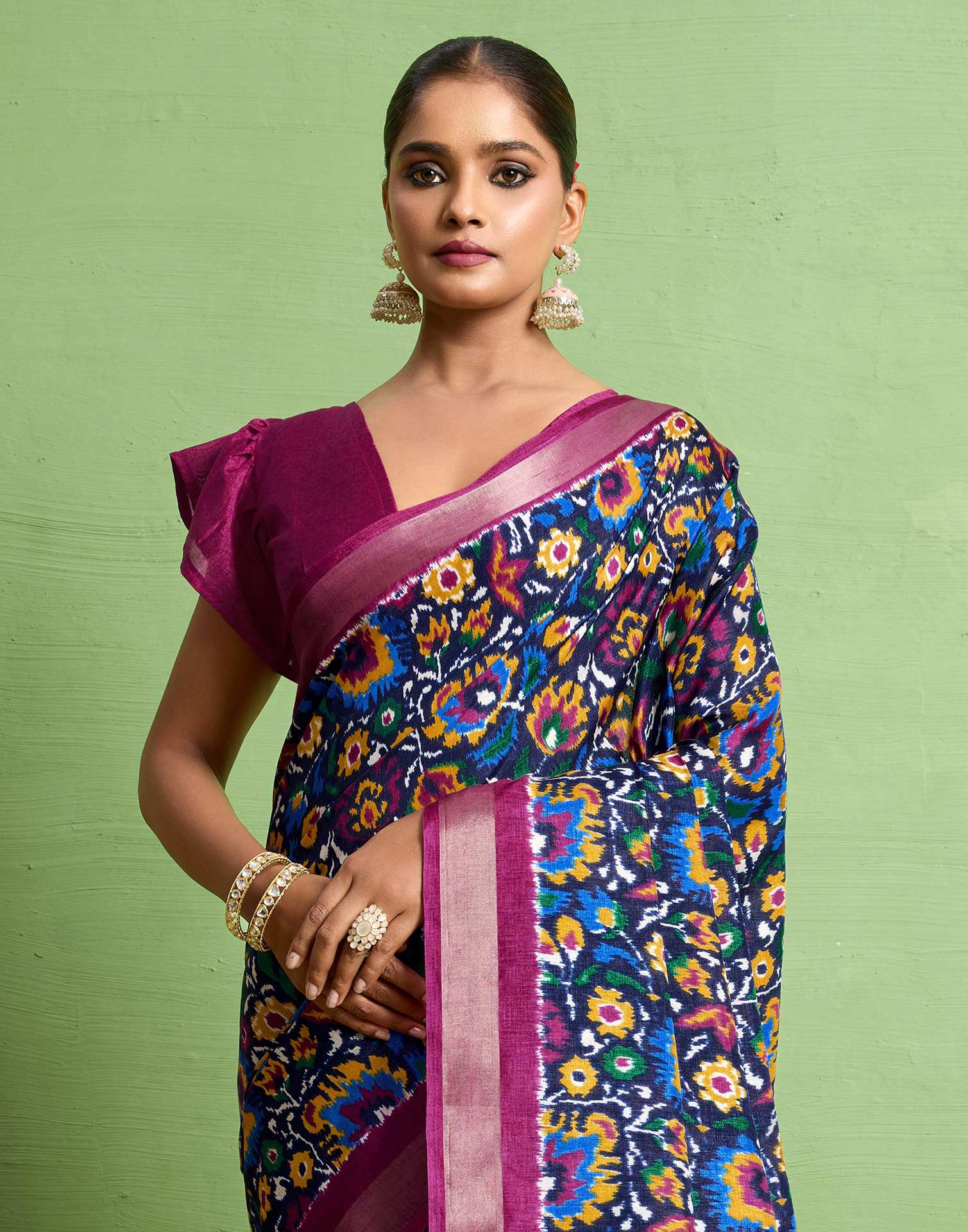Multicoloured Silk Zari Printed Saree
