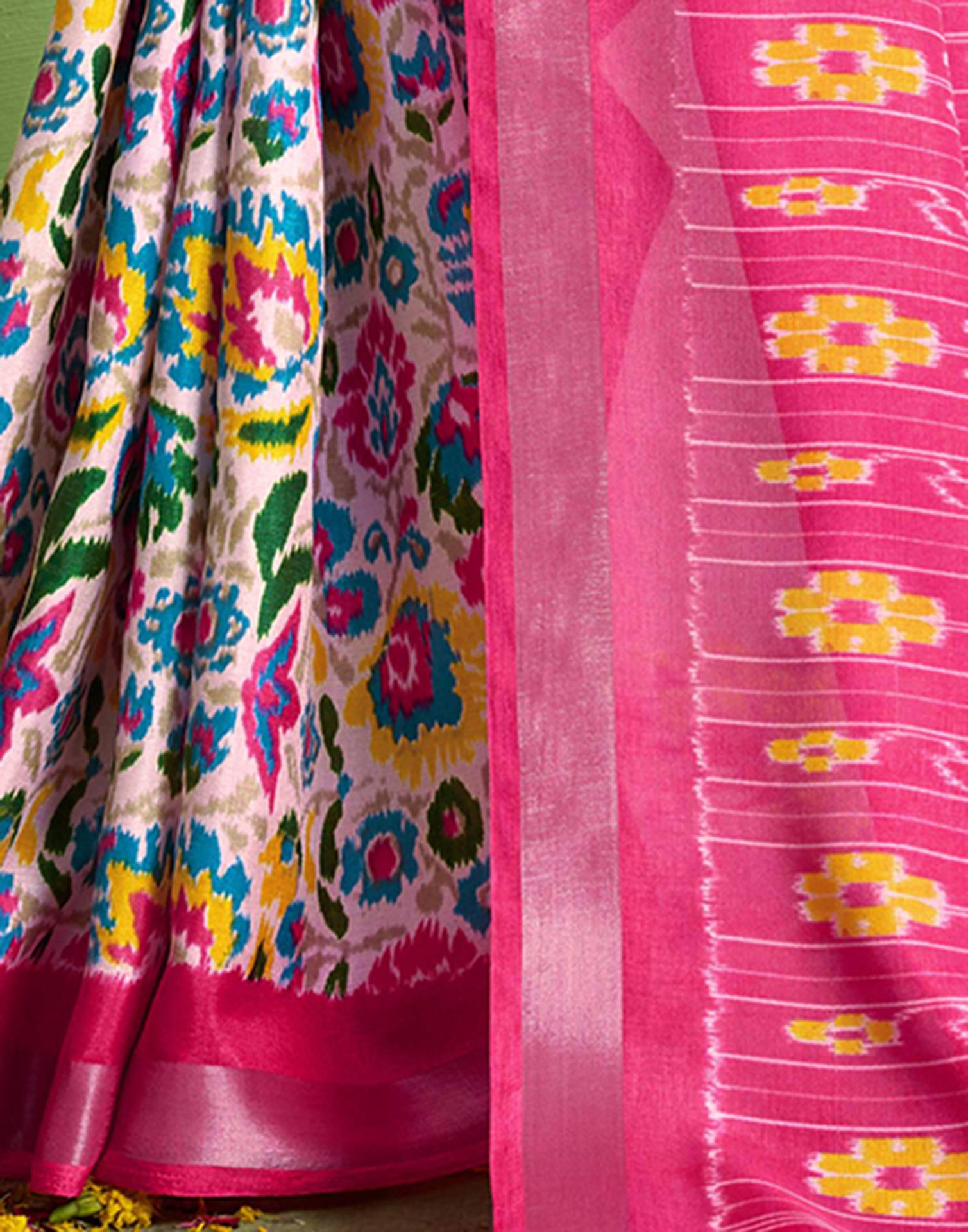 Pink Silk Zari Printed Saree