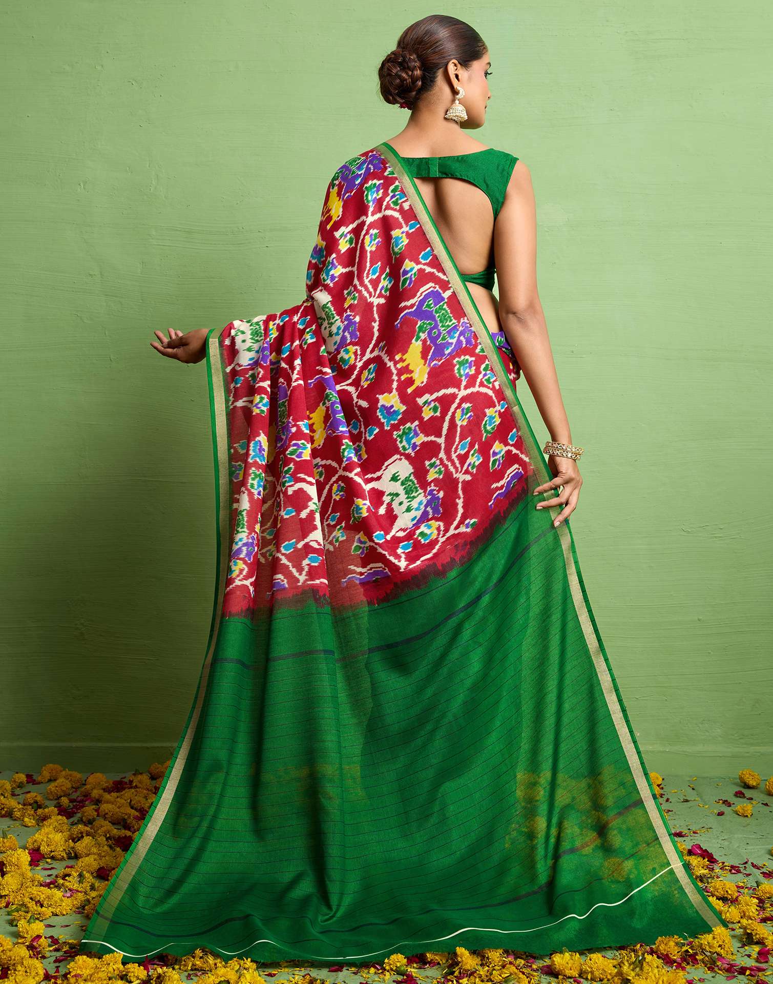 Red Silk Zari Printed Saree