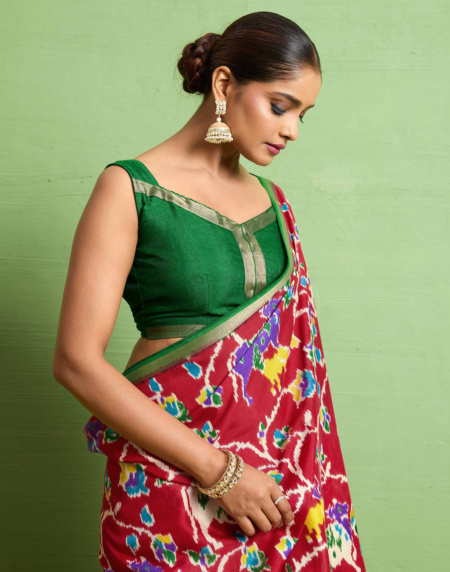 Red Silk Zari Printed Saree