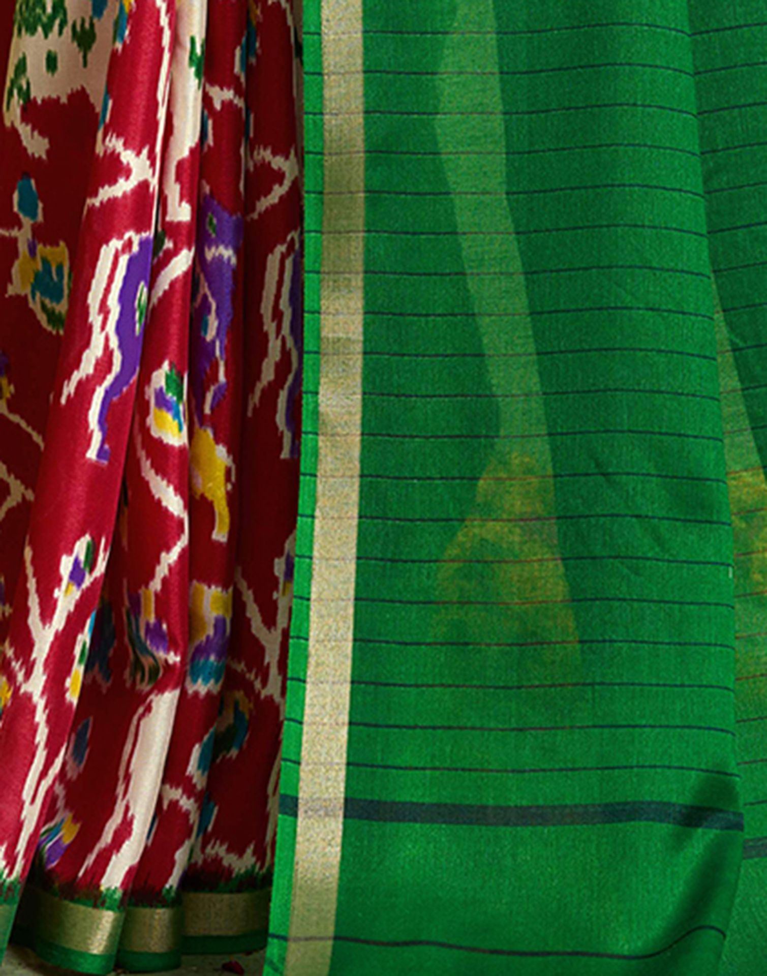 Red Silk Zari Printed Saree