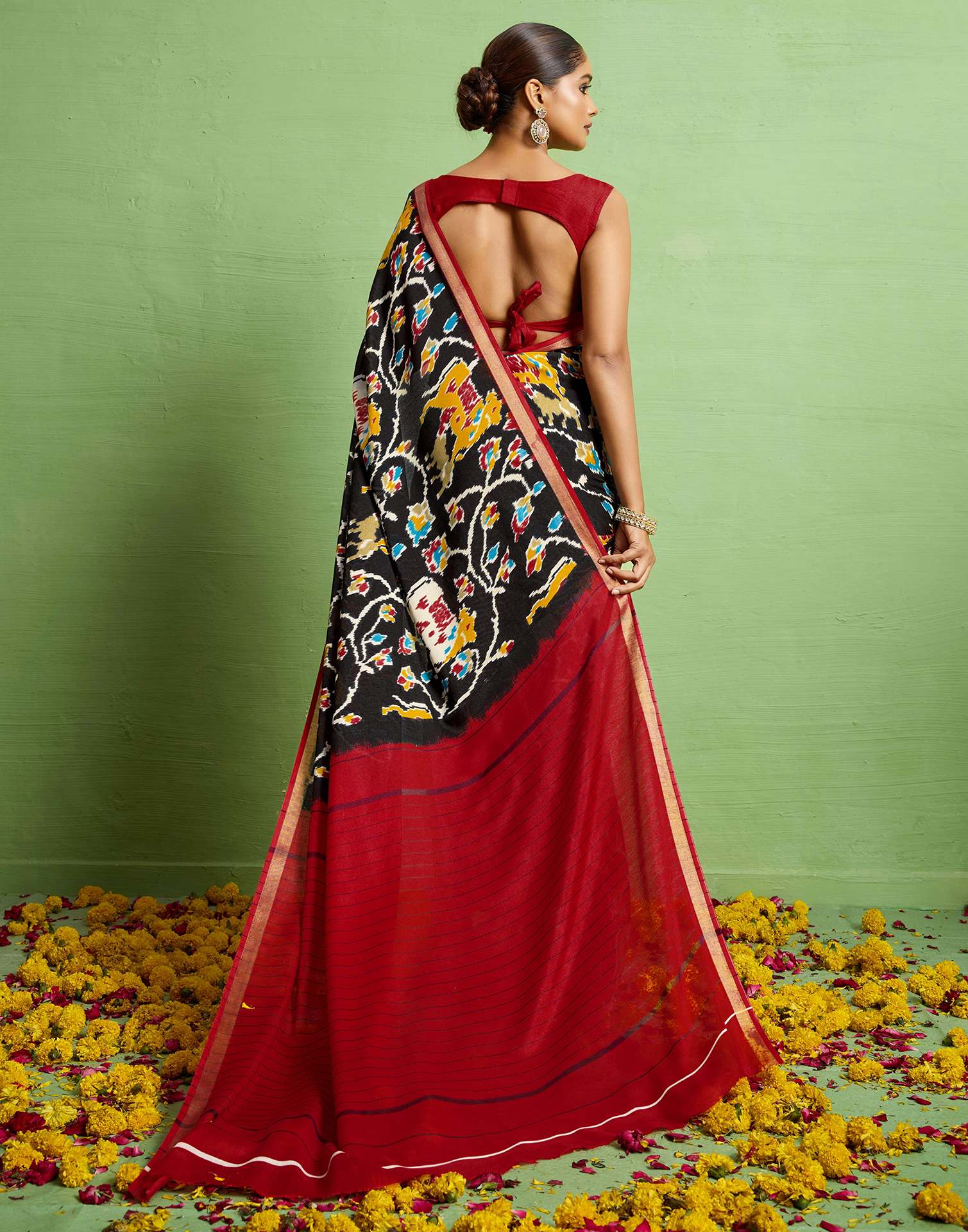 Red Silk Zari Printed Saree
