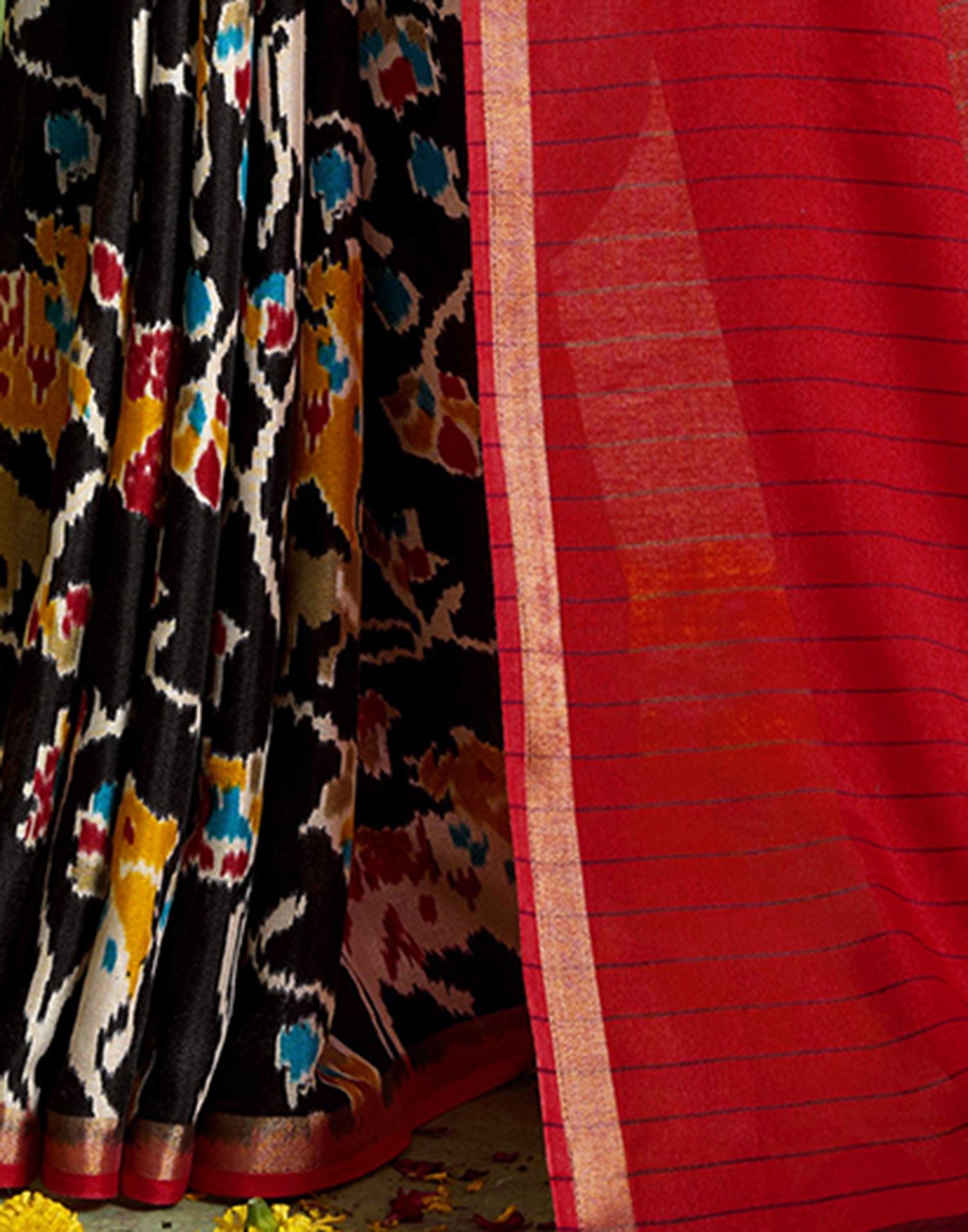 Red Silk Zari Printed Saree