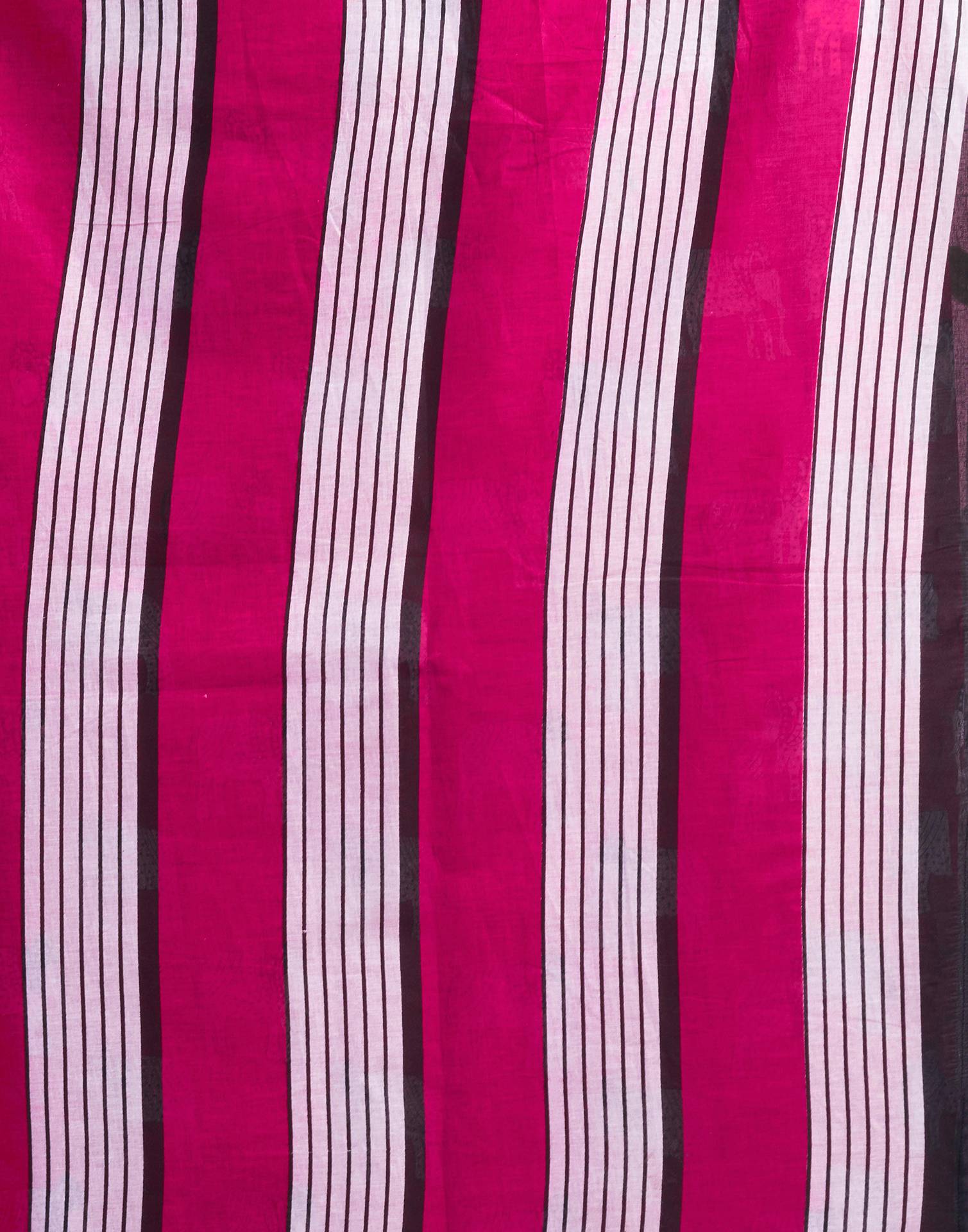 Pink Cotton Printed Saree