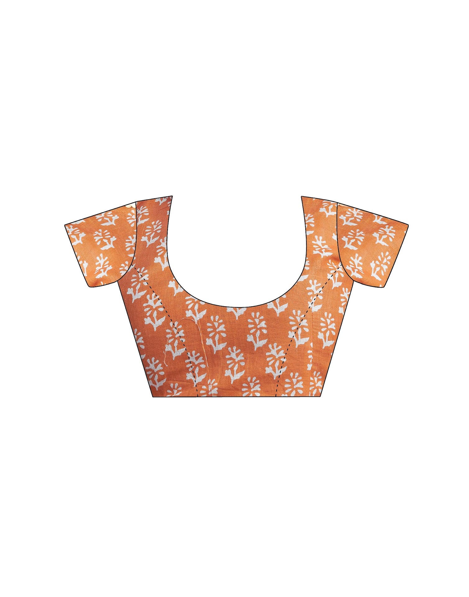 Orange Cotton Printed Saree