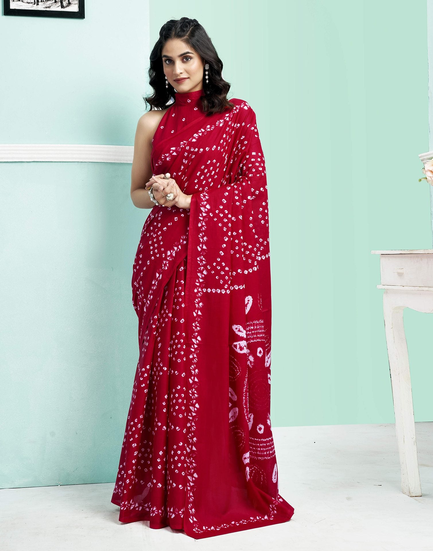 Red Cotton Printed Saree