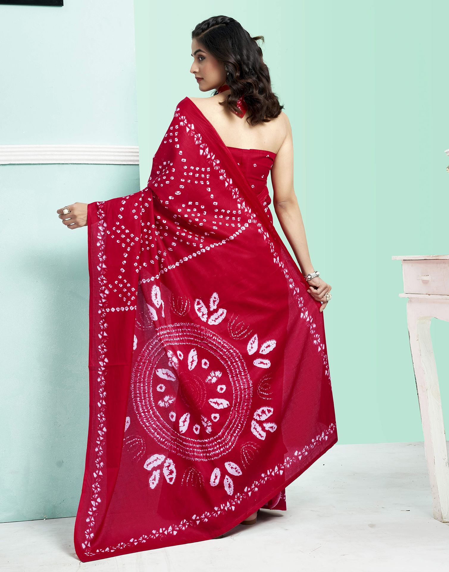 Red Cotton Printed Saree