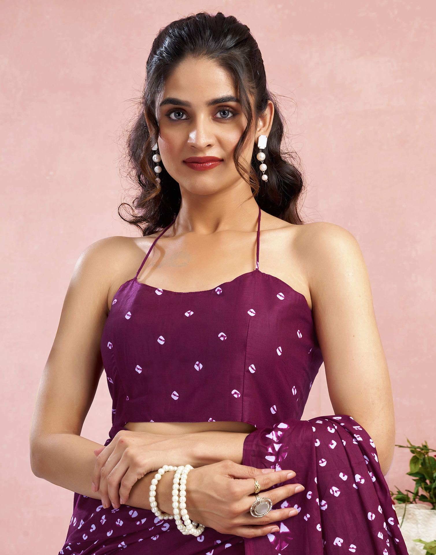 Purple Cotton Printed Saree