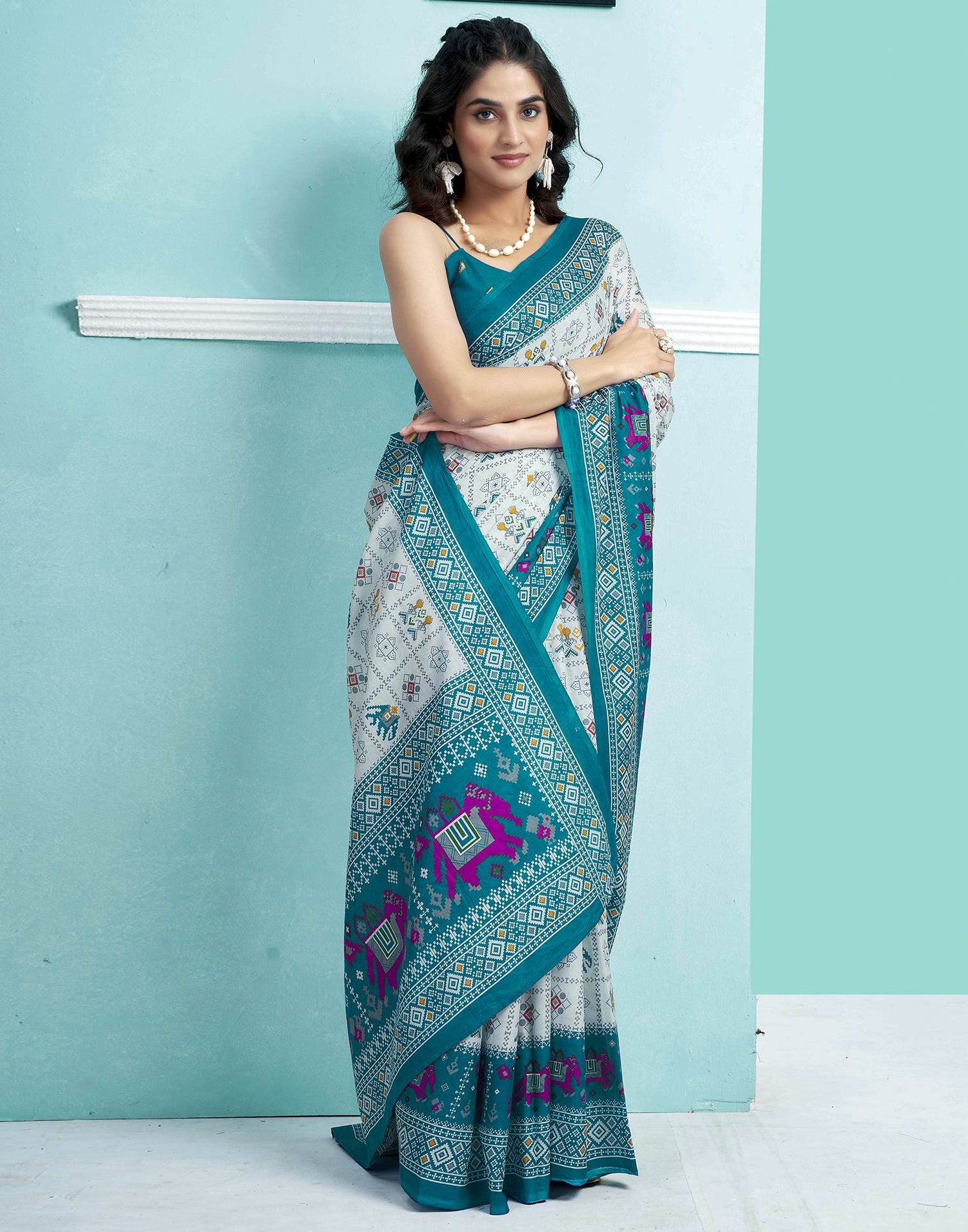 Green Cotton Printed Saree