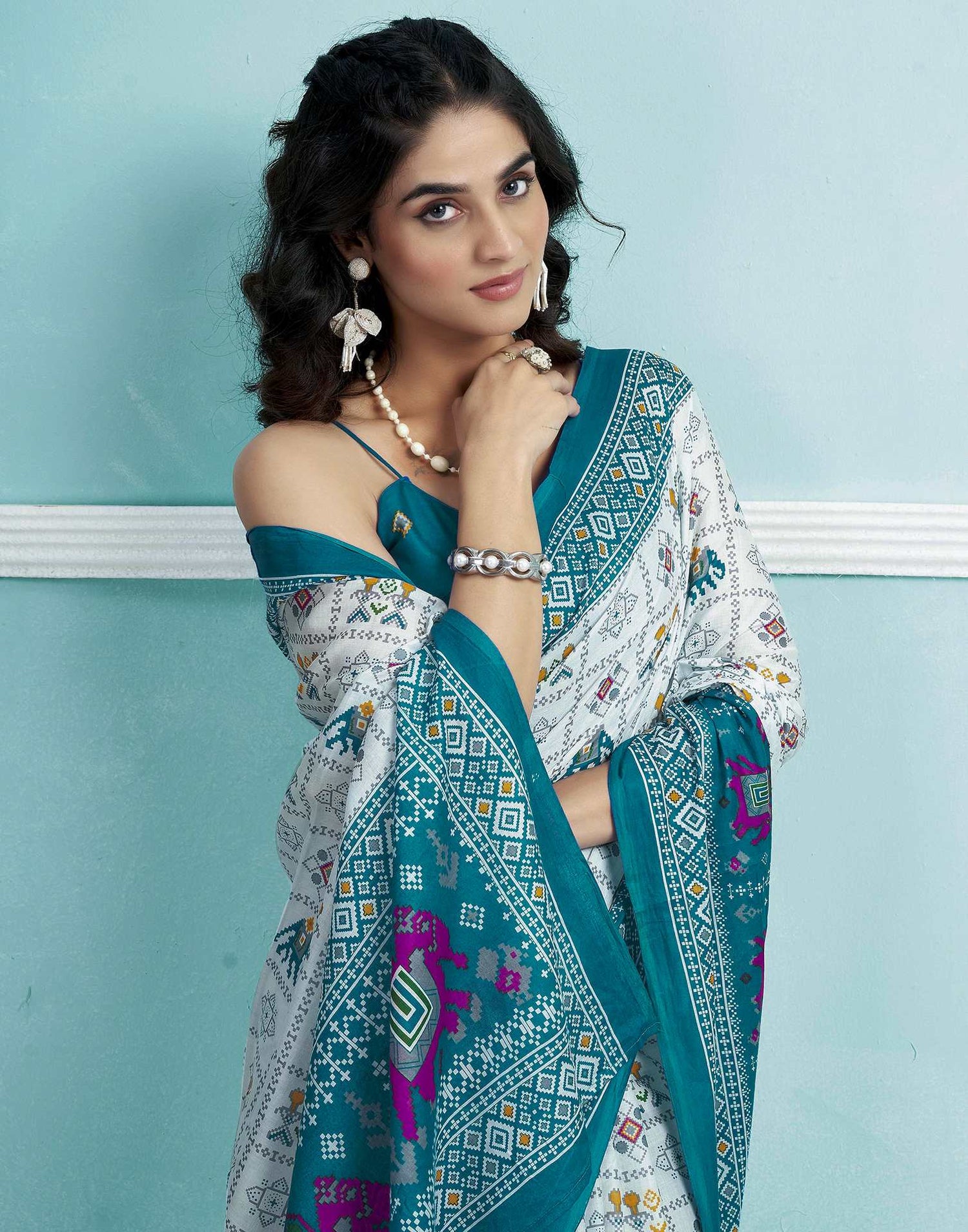 Green Cotton Printed Saree