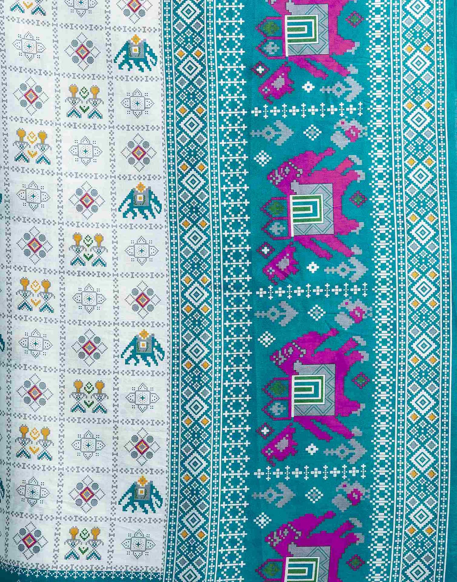 Green Cotton Printed Saree