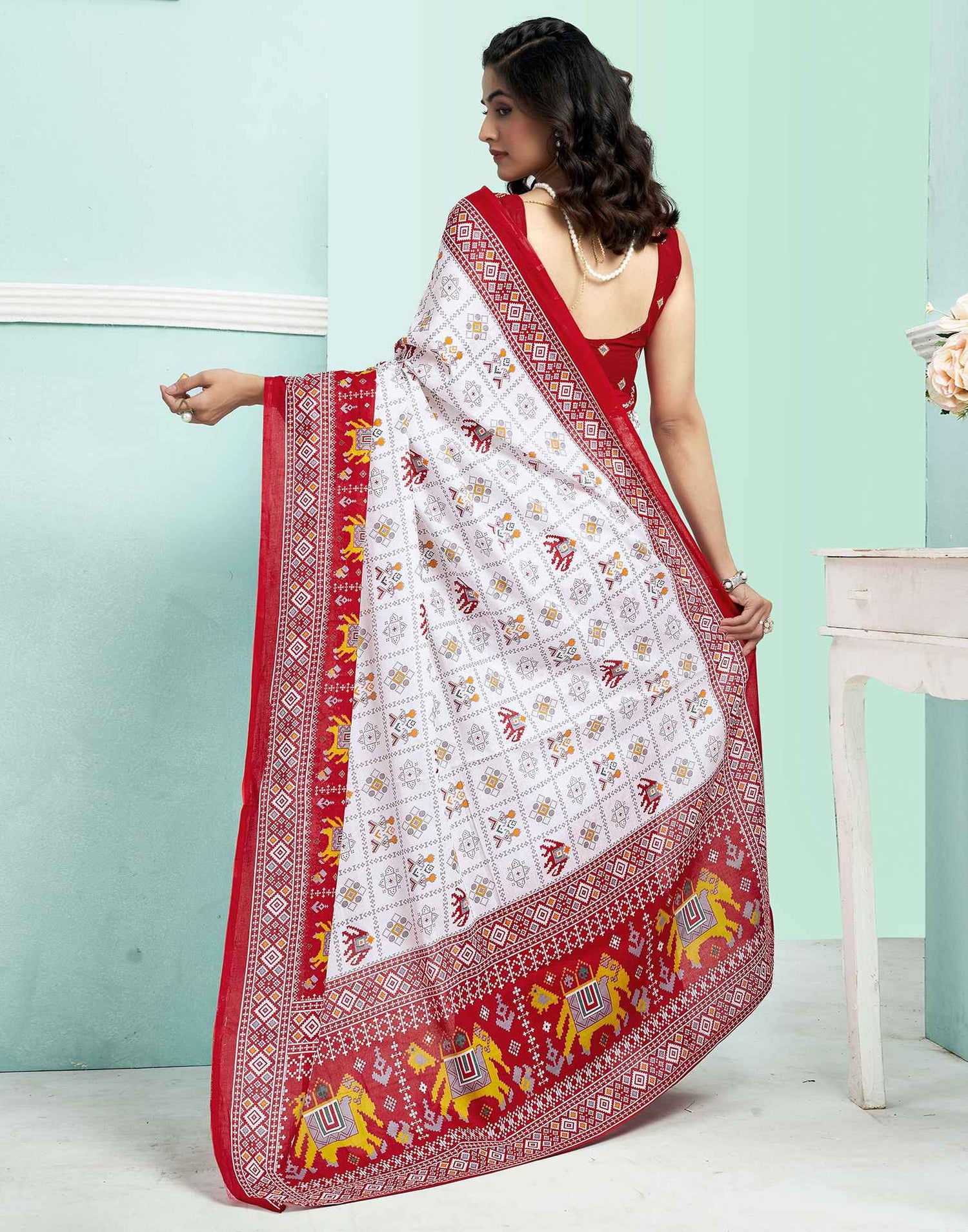 Red Cotton Printed Saree