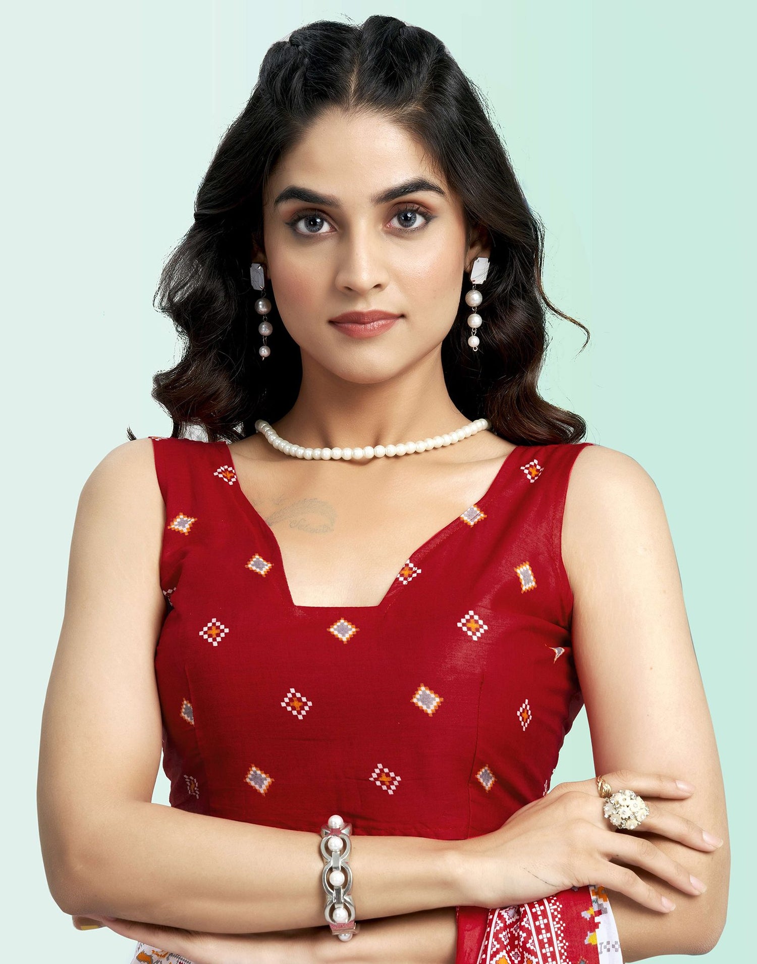 Red Cotton Printed Saree