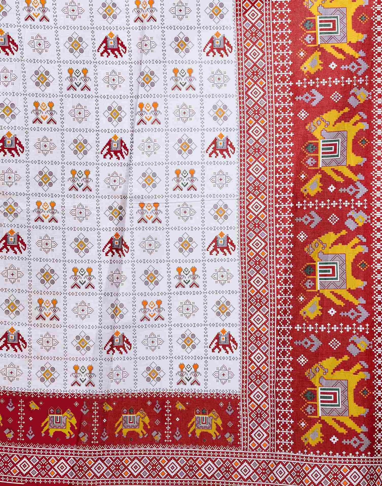 Red Cotton Printed Saree