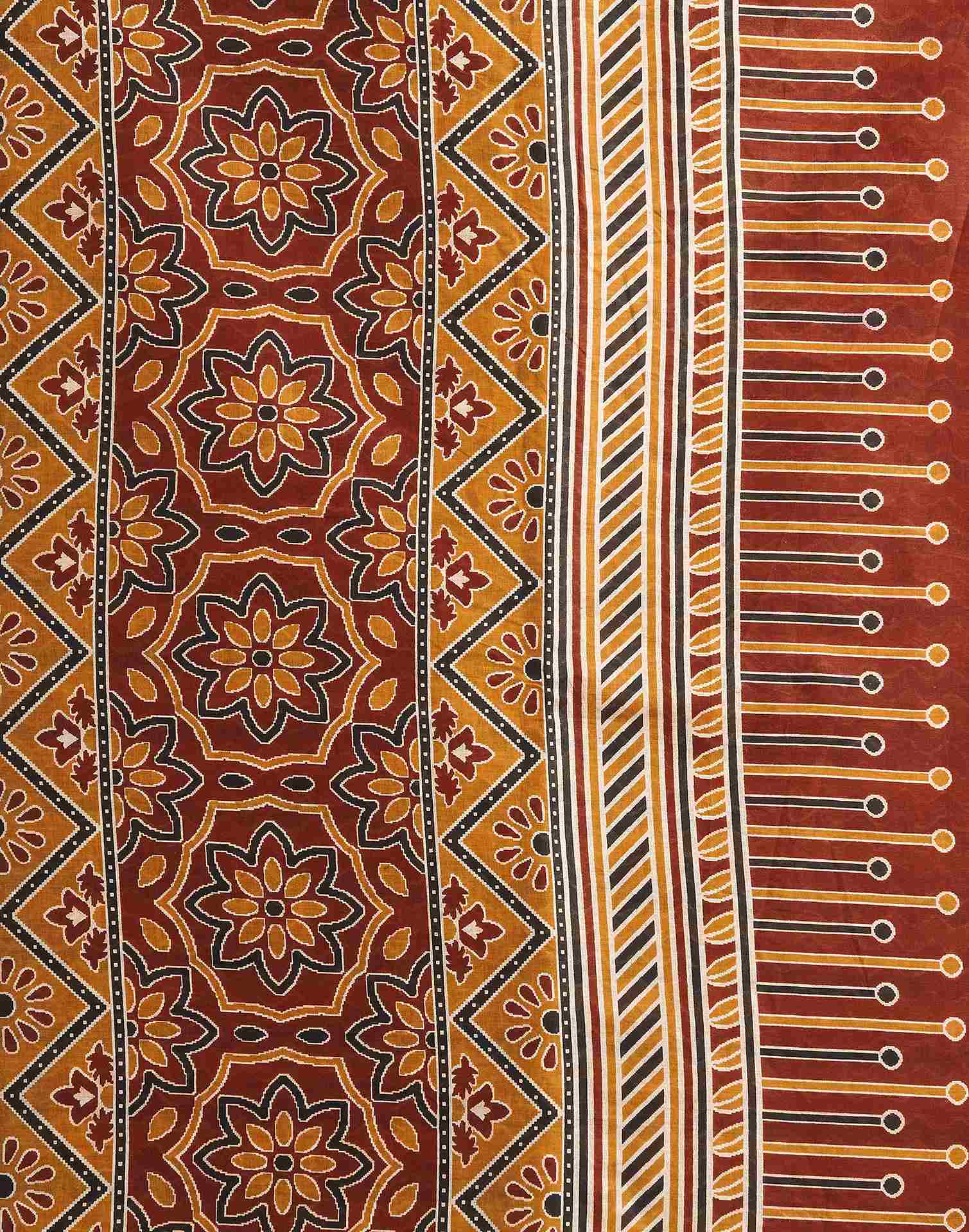 Brown Cotton Printed Saree