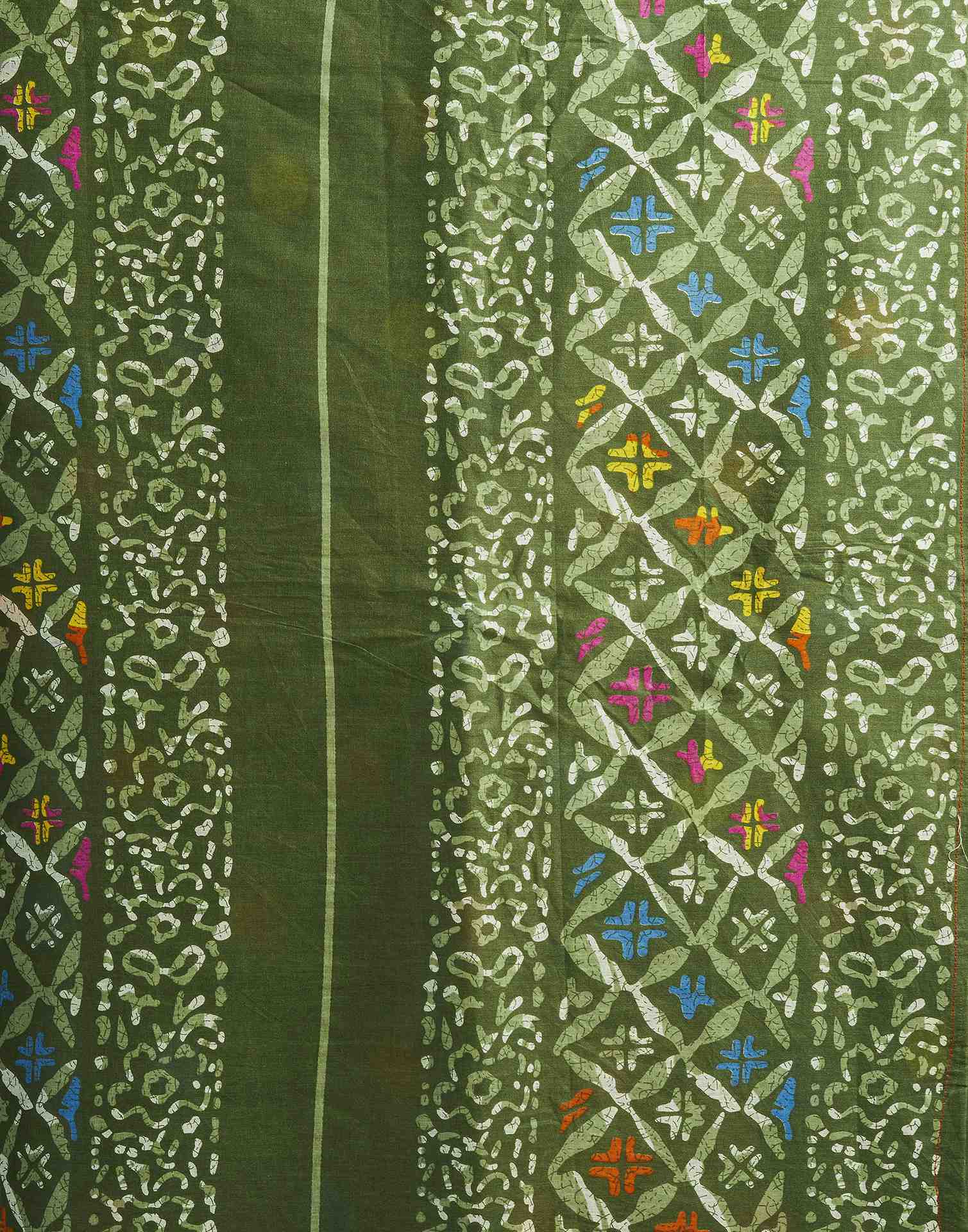 Green Cotton Printed Saree