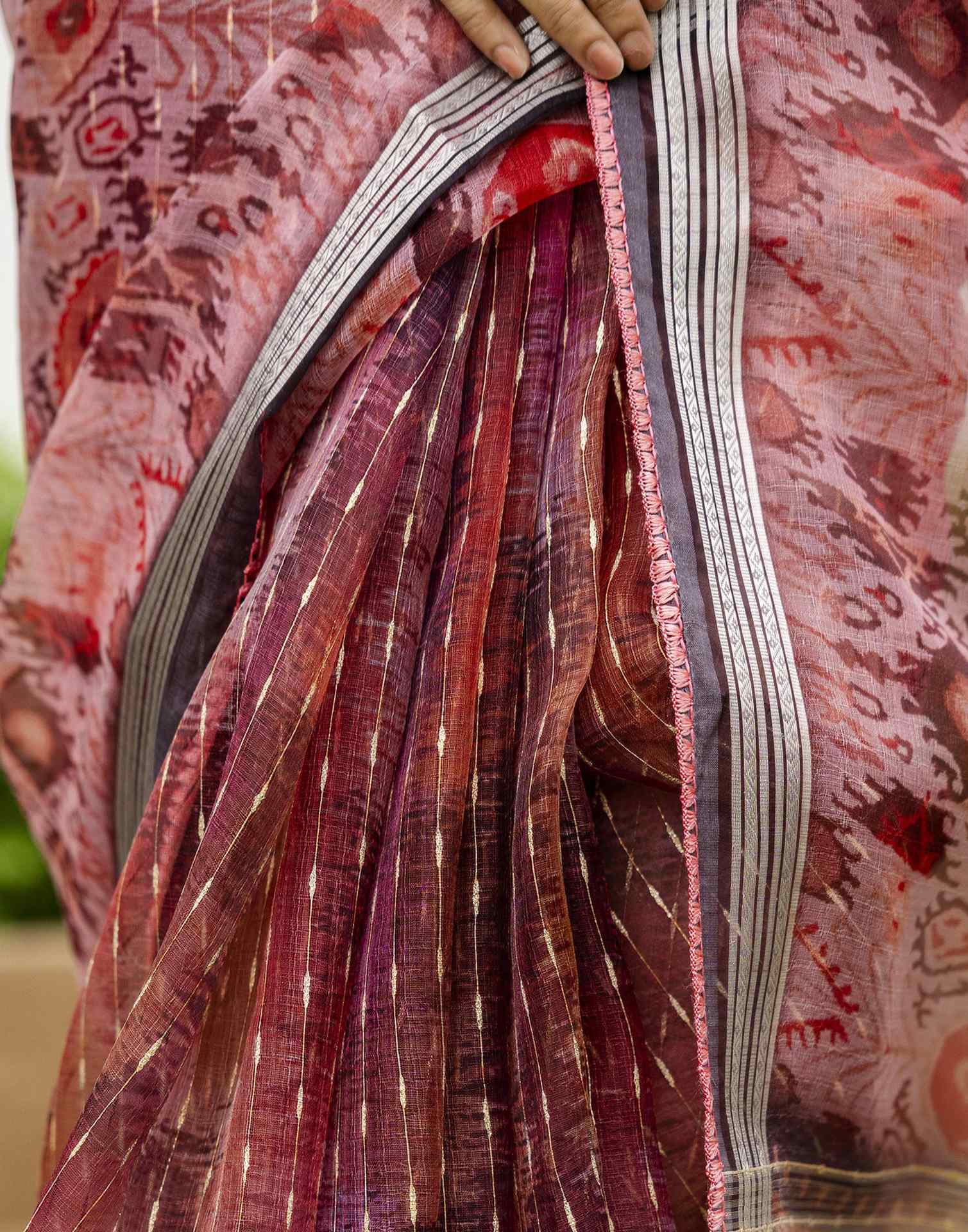 Dusty Peach Organza Printed Saree