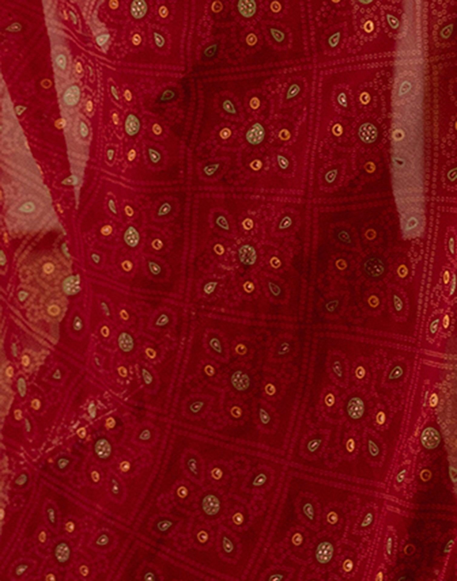 Red Georgette Printed Bandhani Saree