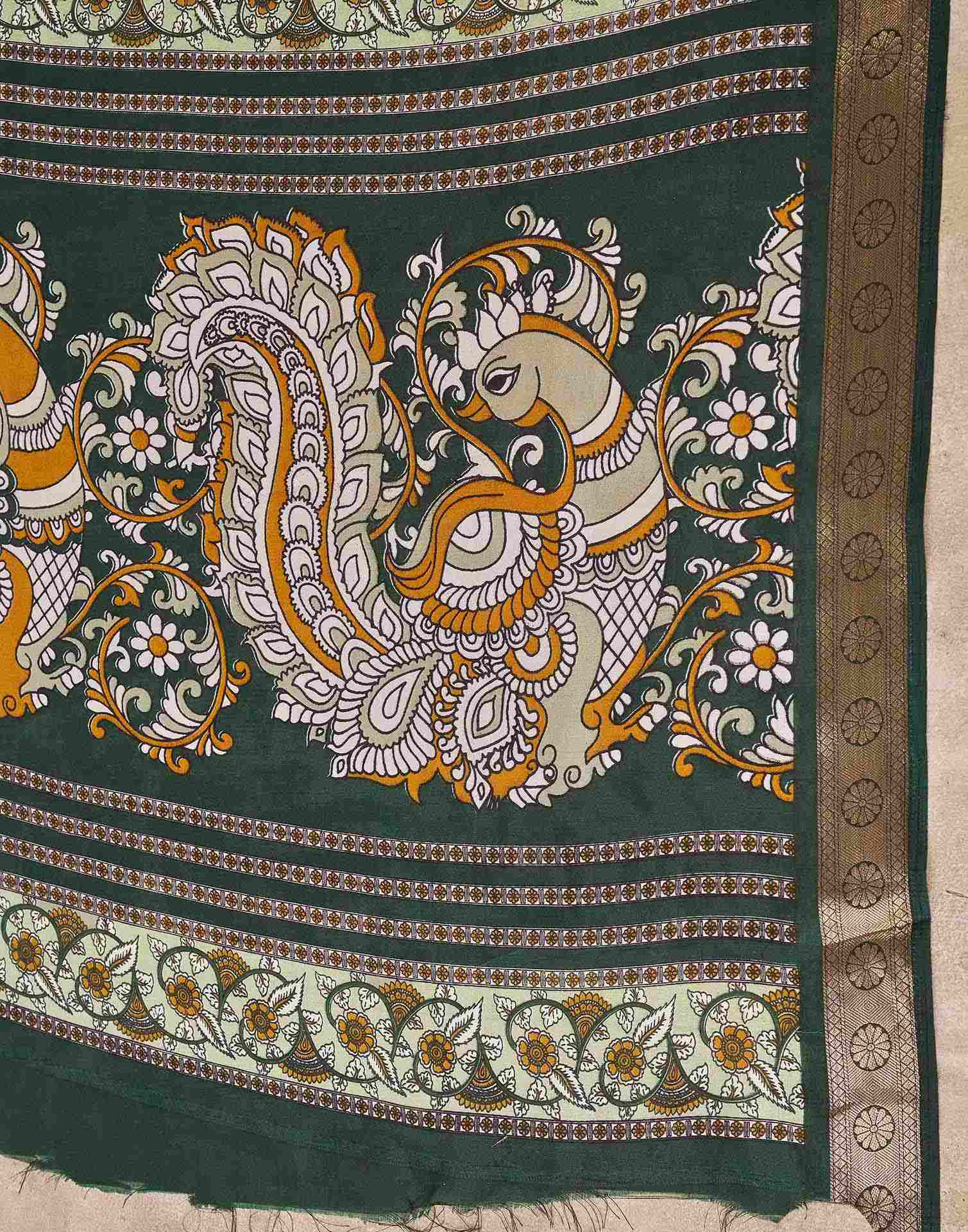 Green Silk Printed Saree