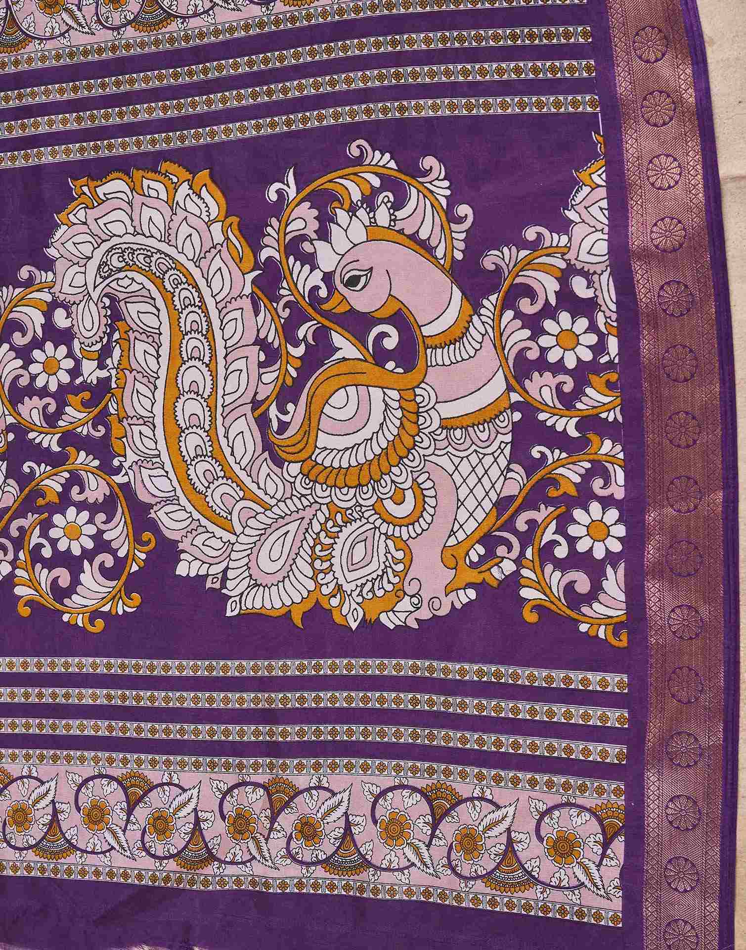 Purple Silk Printed Saree