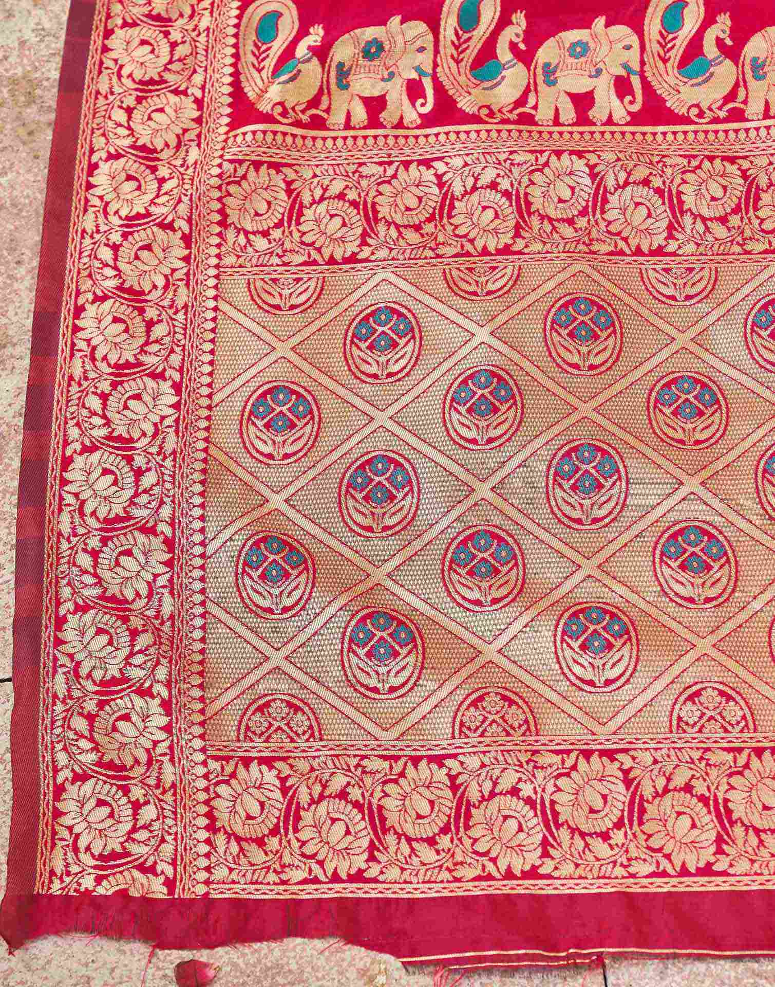 Teal Green Silk Woven Banarasi Saree