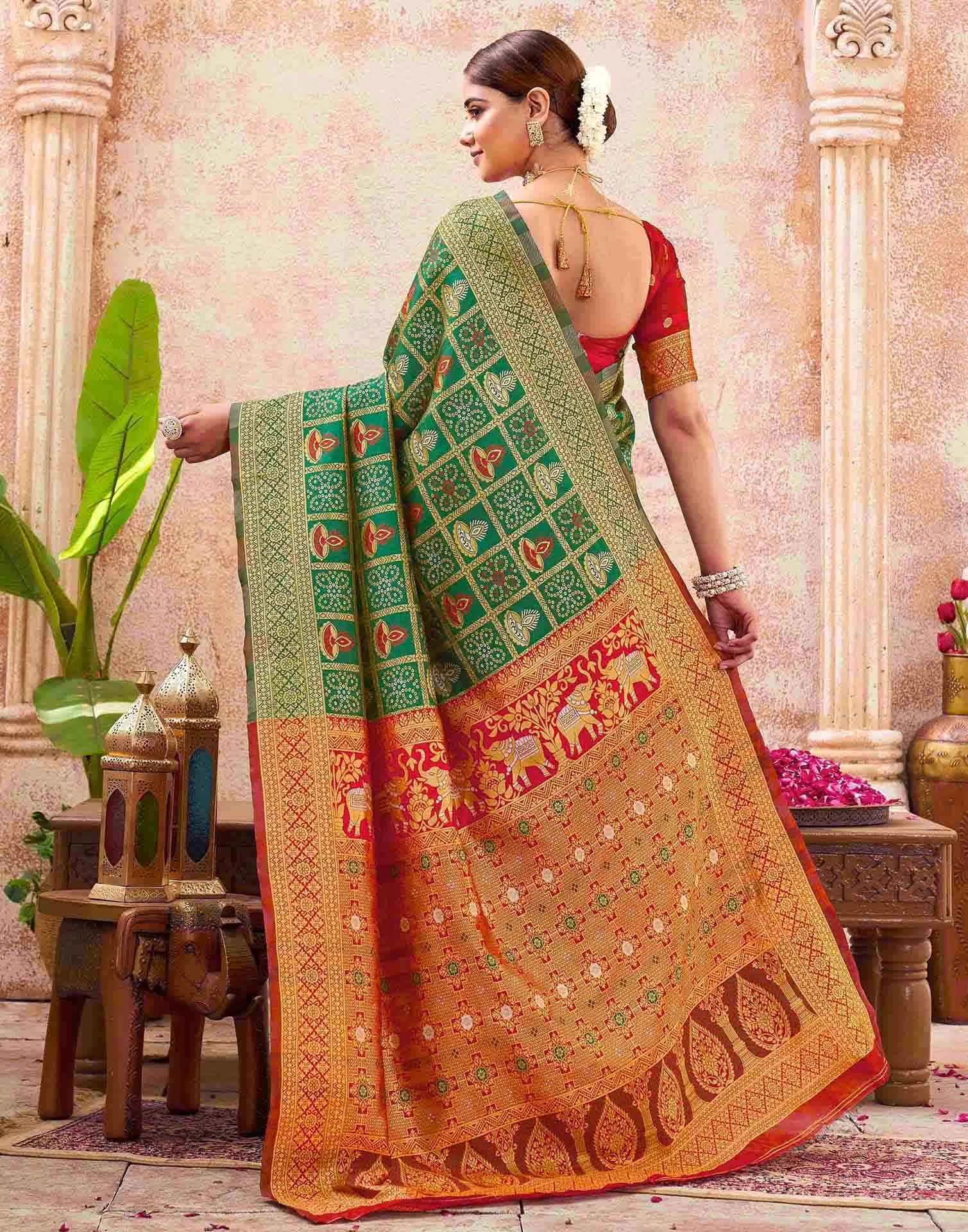 Green Silk Woven Patola Saree