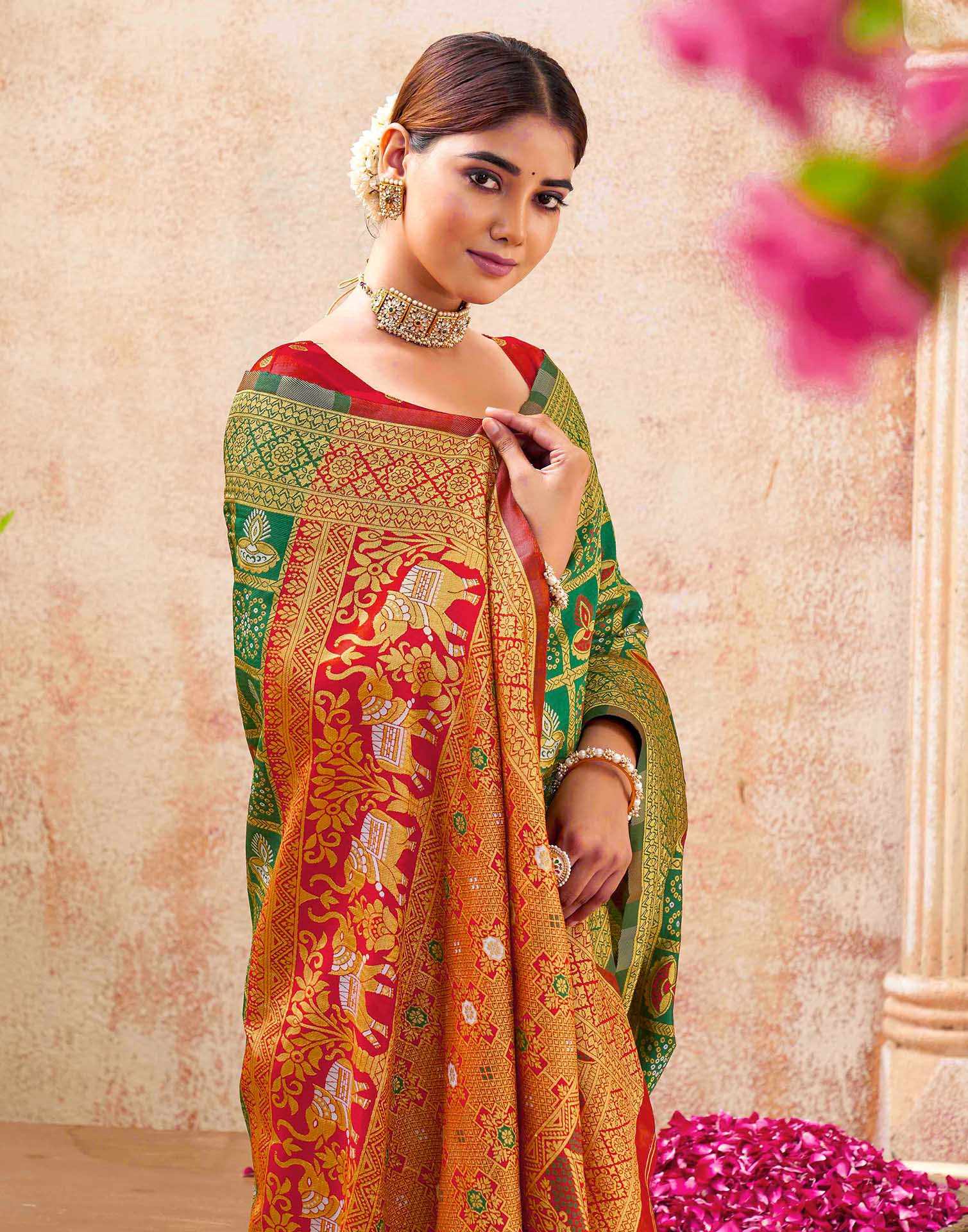 Green Silk Woven Patola Saree