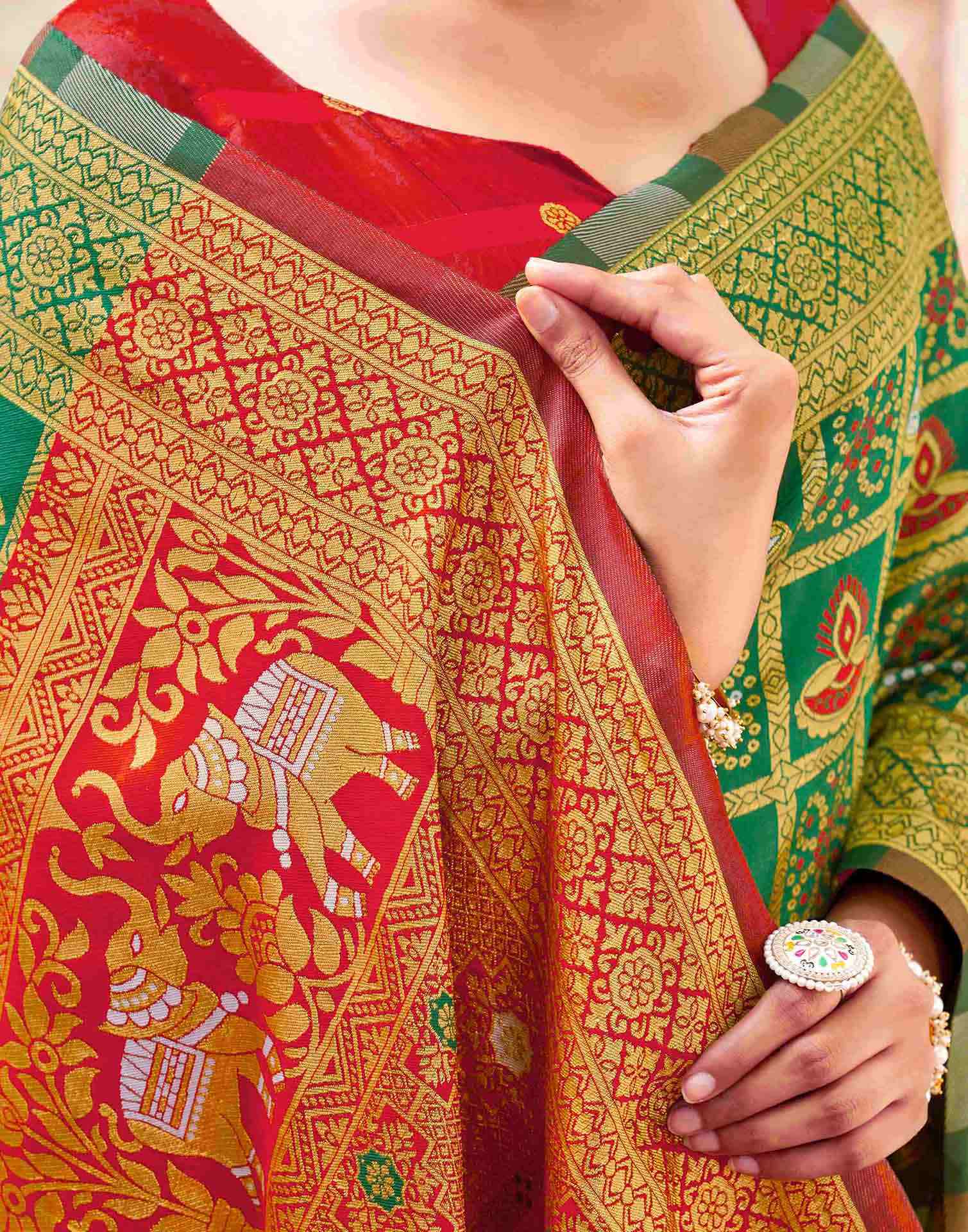 Green Silk Woven Patola Saree
