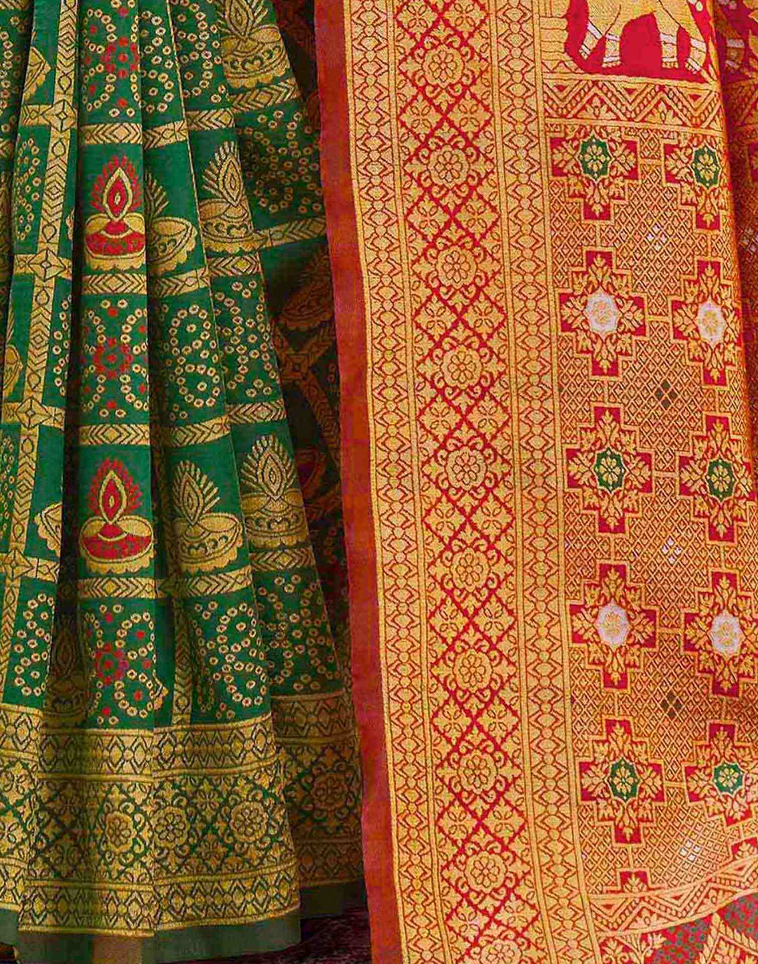 Green Silk Woven Patola Saree