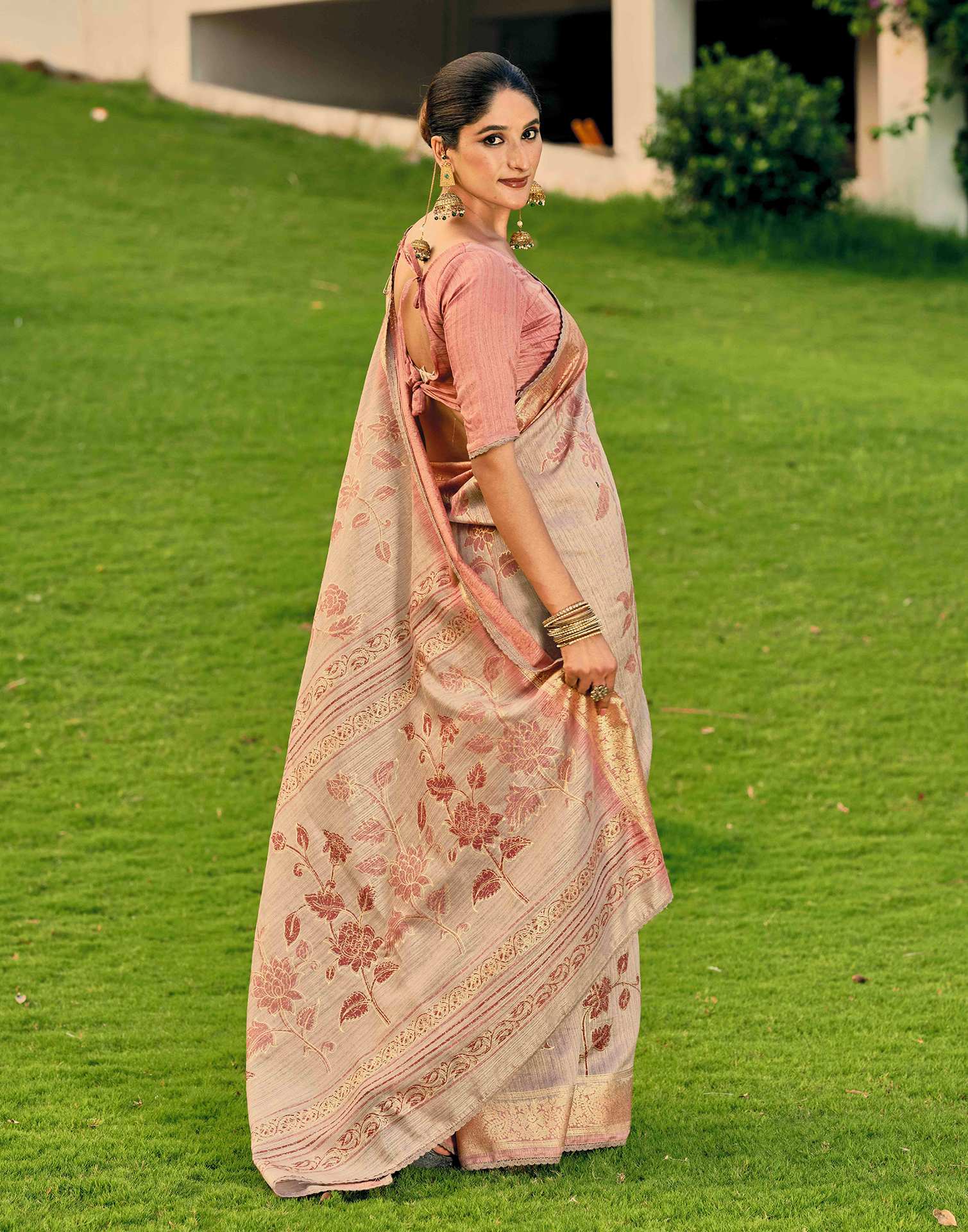 Pink Silk Printed Saree