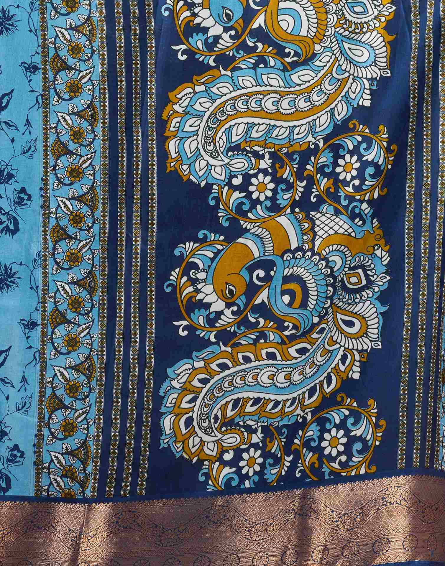 Blue Silk Printed Saree