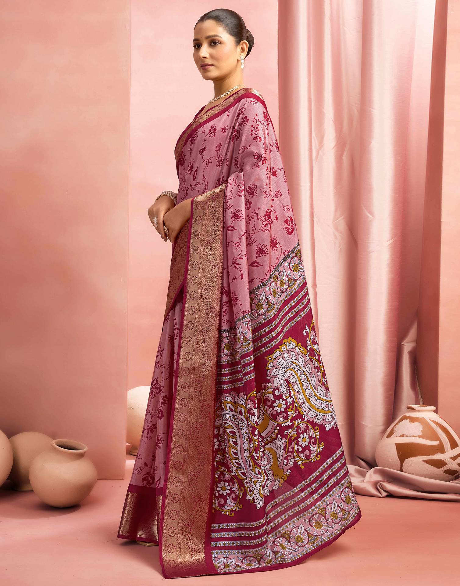 Red Silk Printed Saree
