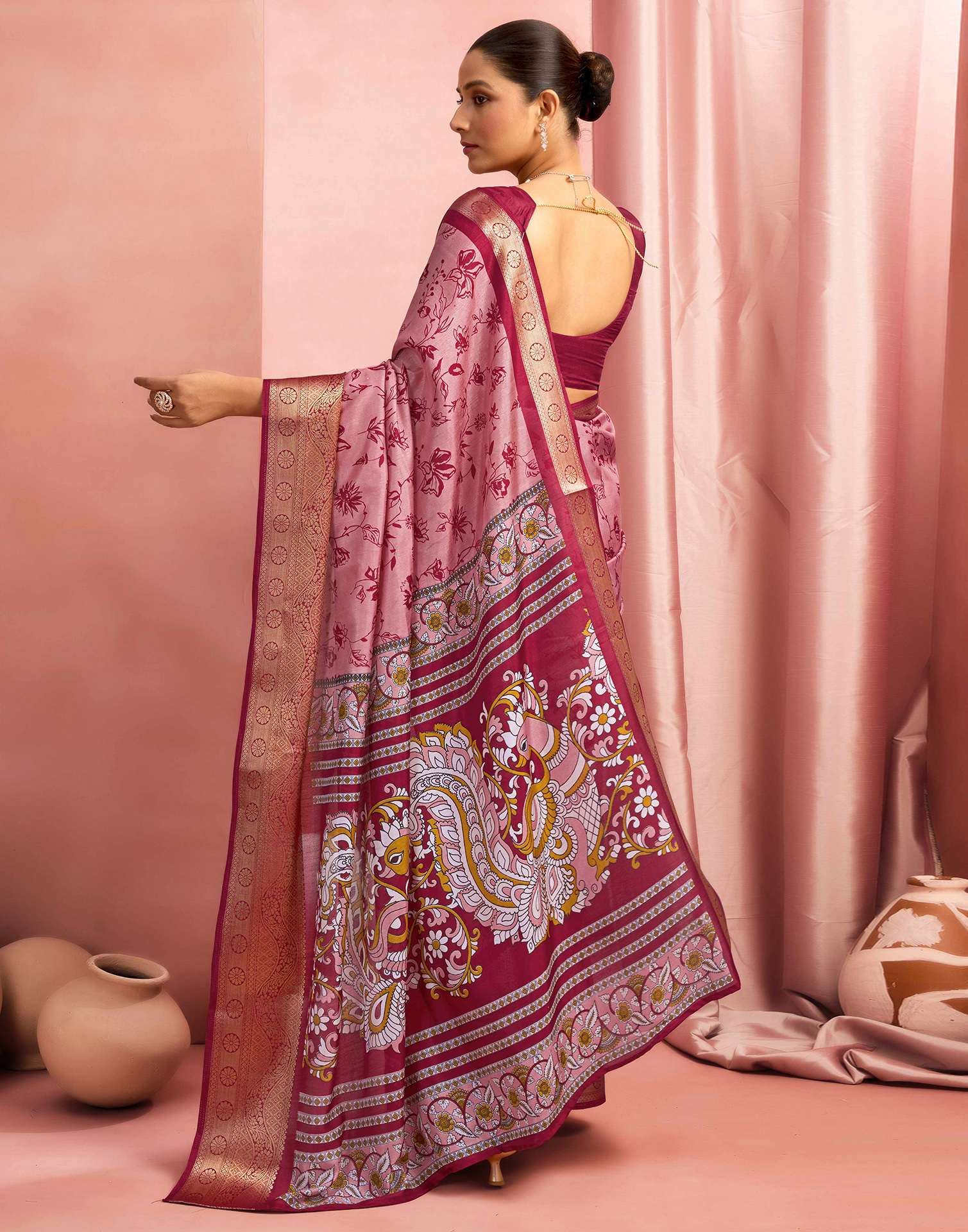 Red Silk Printed Saree