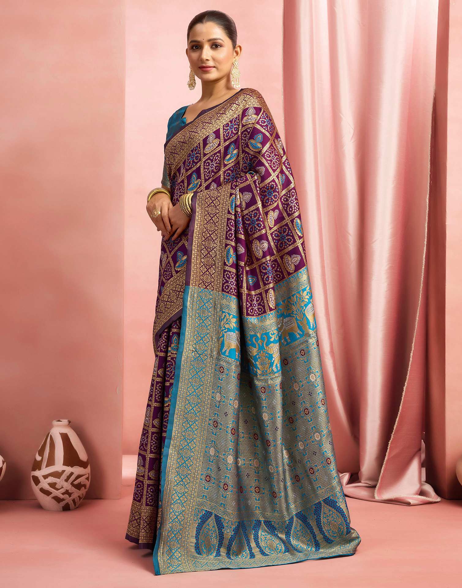 Turquoise Silk Woven Patola Saree