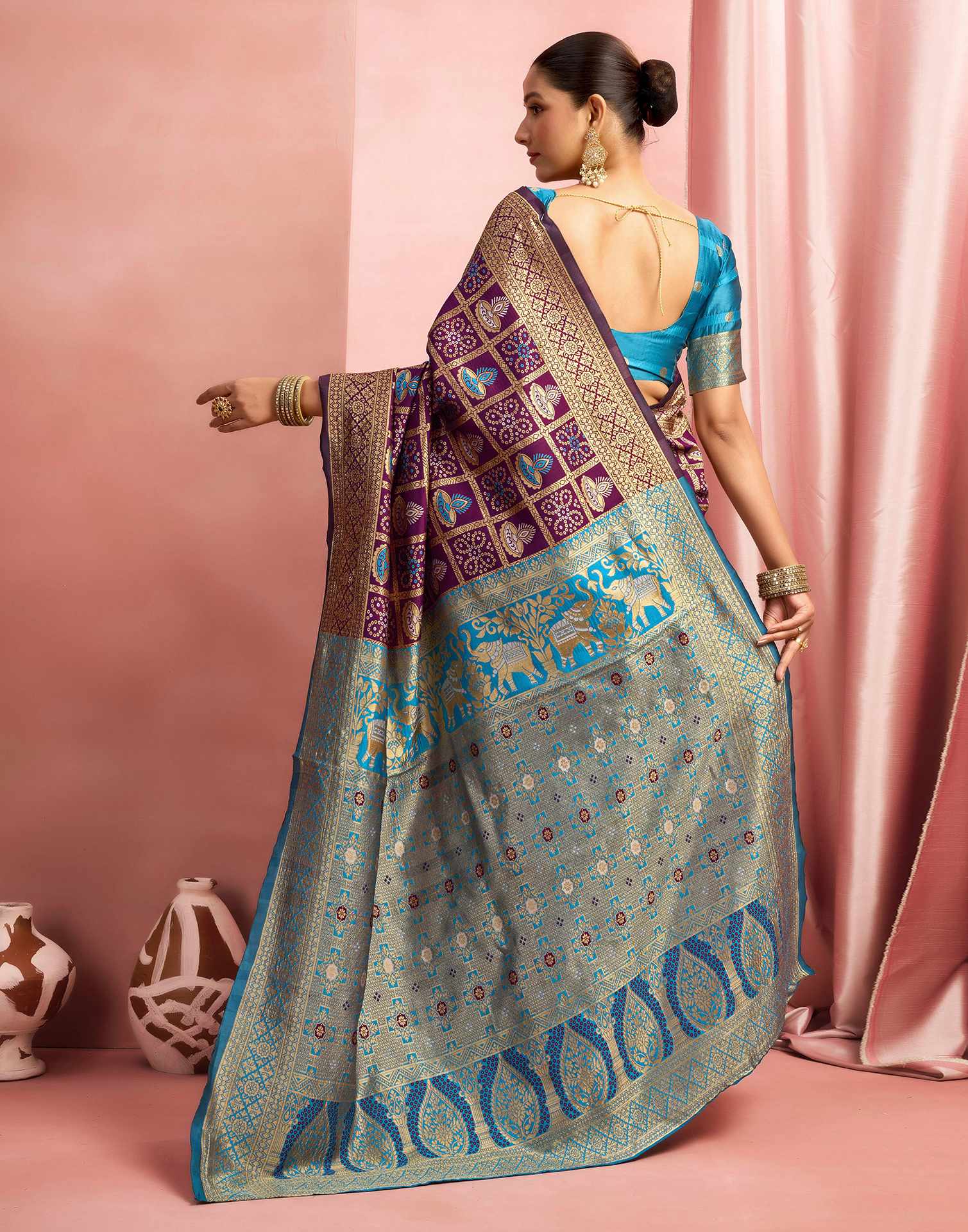 Turquoise Silk Woven Patola Saree