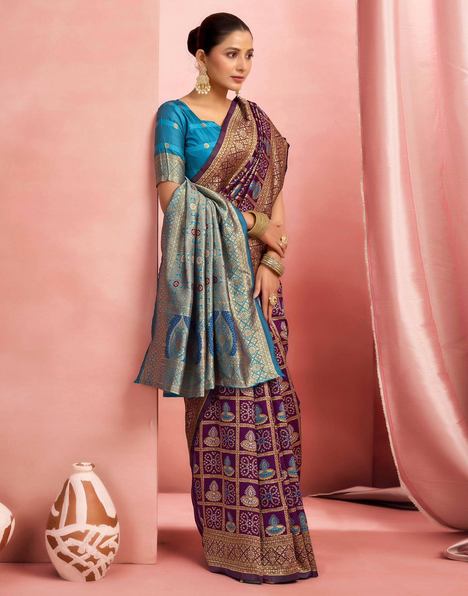 Turquoise Silk Woven Patola Saree