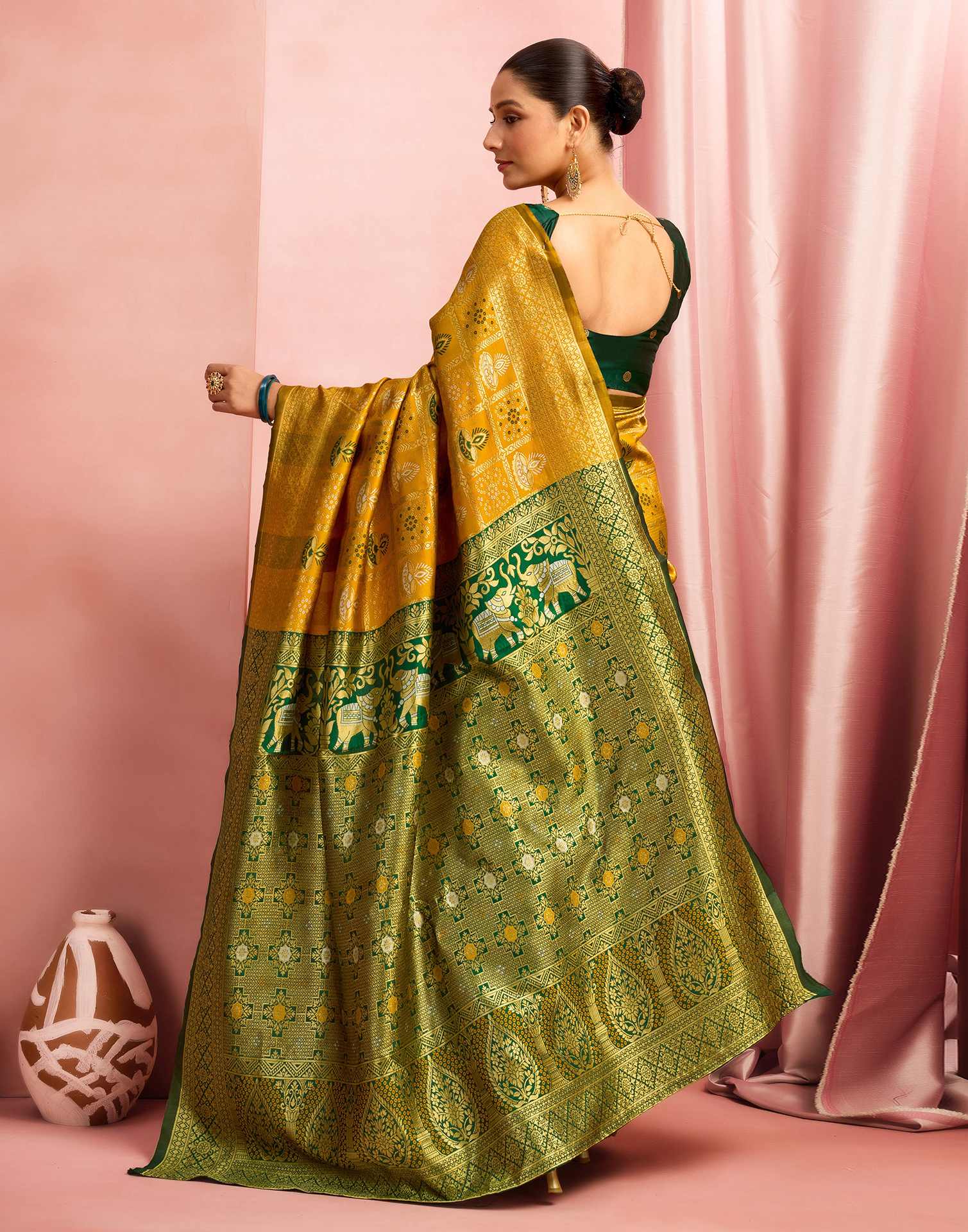 Mustard Yellow Silk Woven Patola Saree