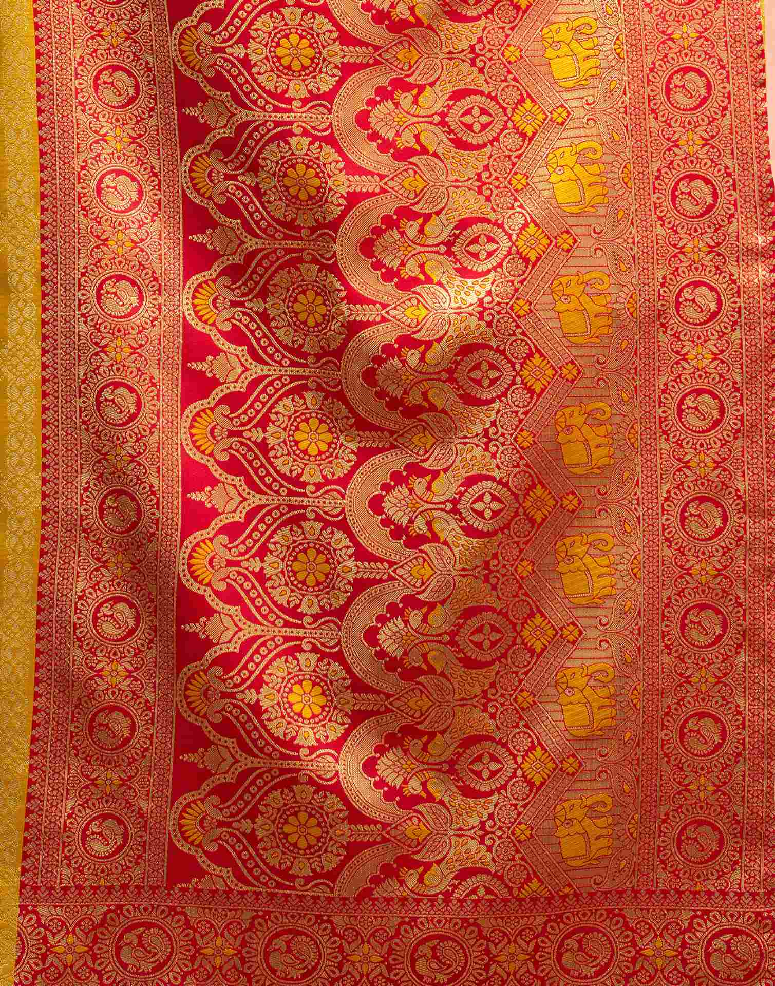 Mustard Yellow Silk Woven Banarasi Saree