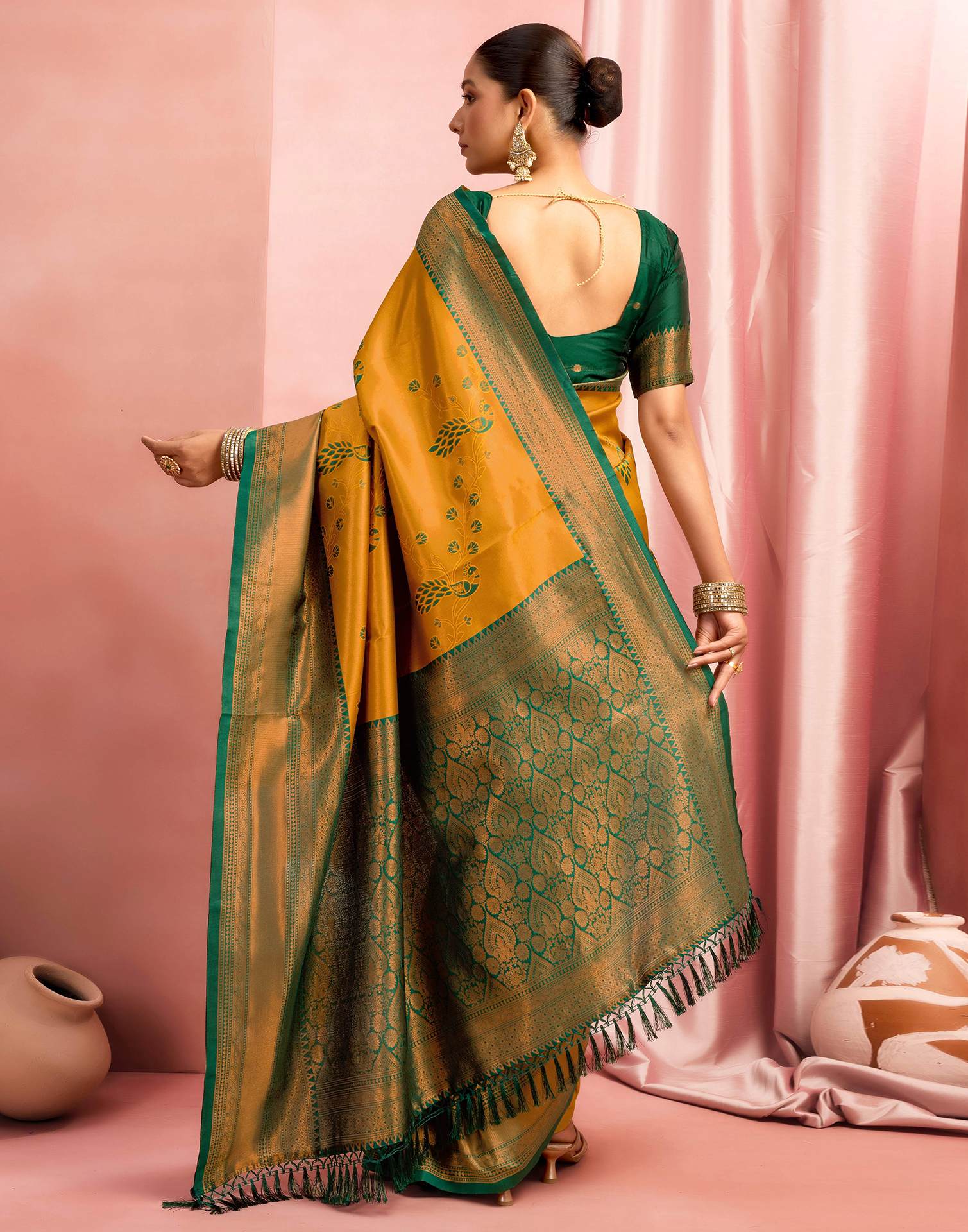 Mustard Yellow Silk Woven Saree