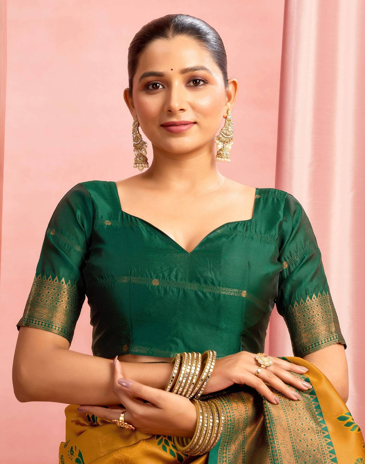Mustard Yellow Silk Woven Saree