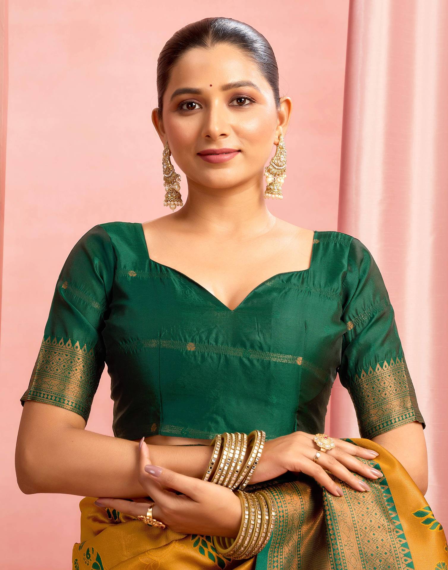 Mustard Yellow Silk Woven Saree